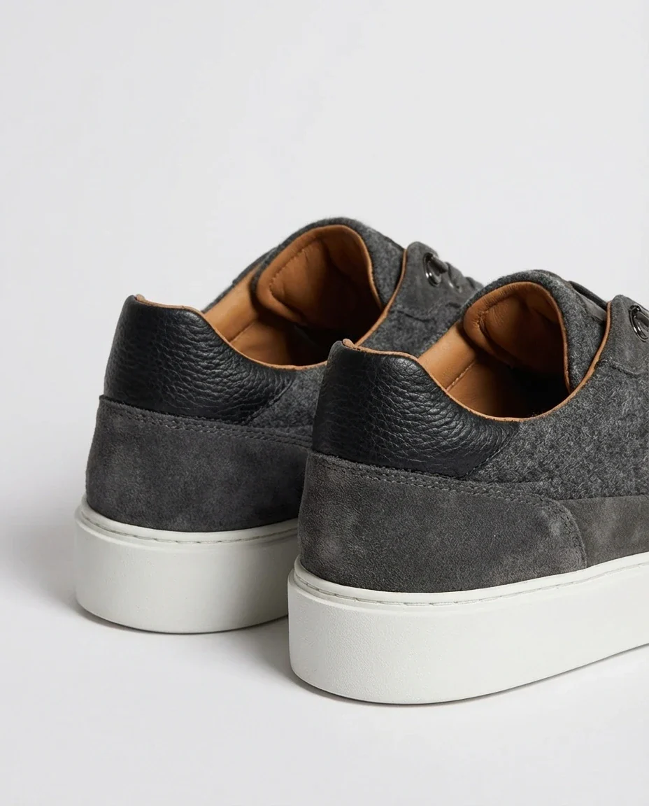 Grey flannel sneakers - Made in Italy - Image 3