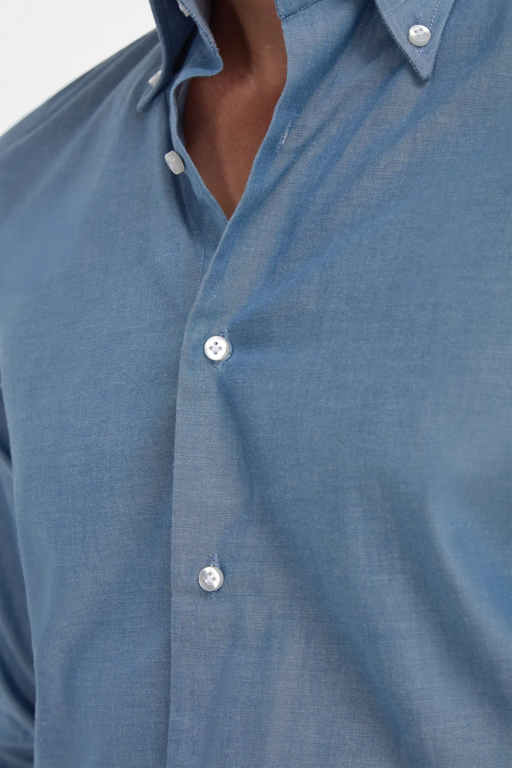 Blue chambray button down shirt - Made in Italy - Image 4