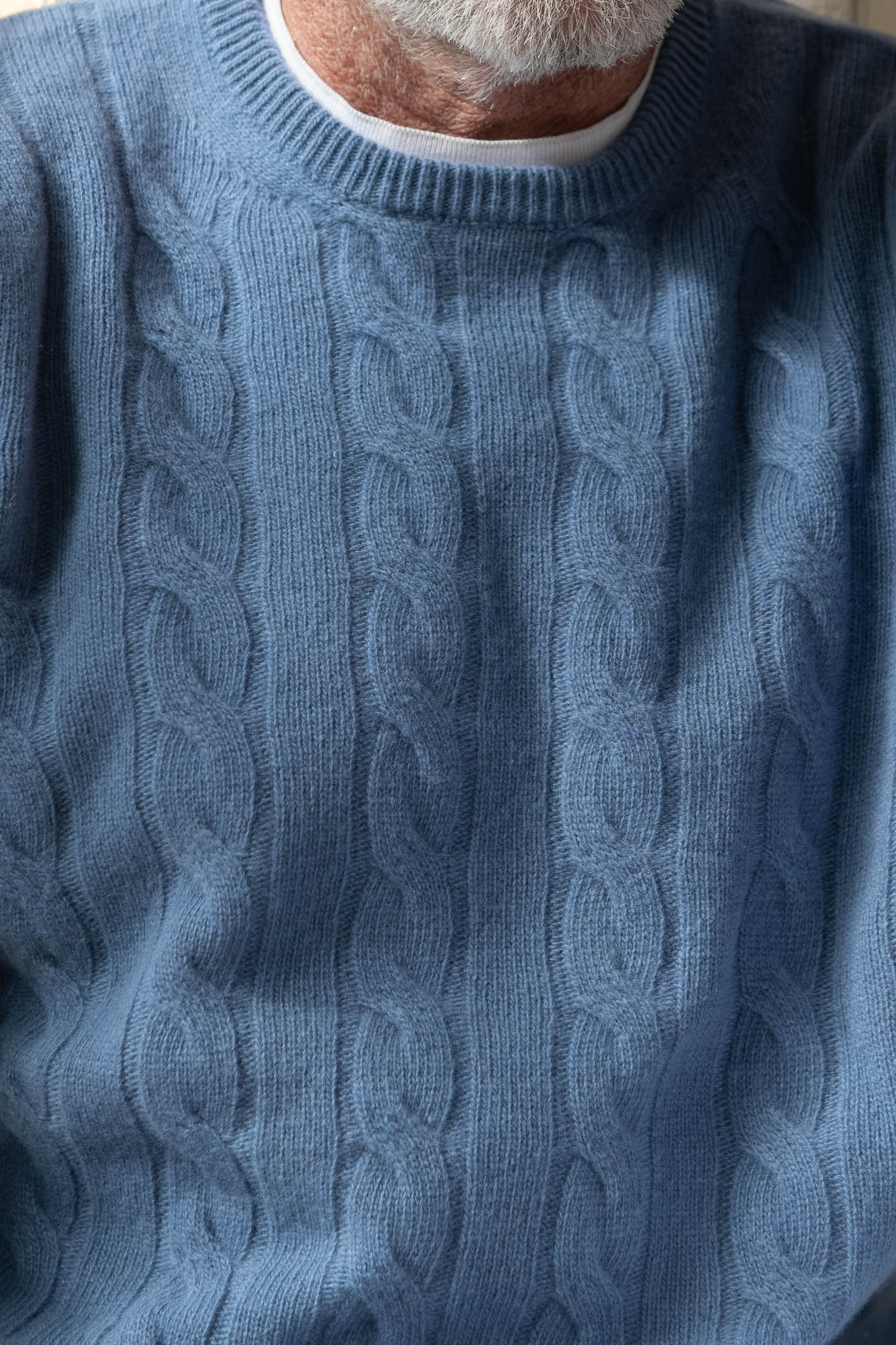 Dusty blue cable knit sweater – Made in italy - Image 4