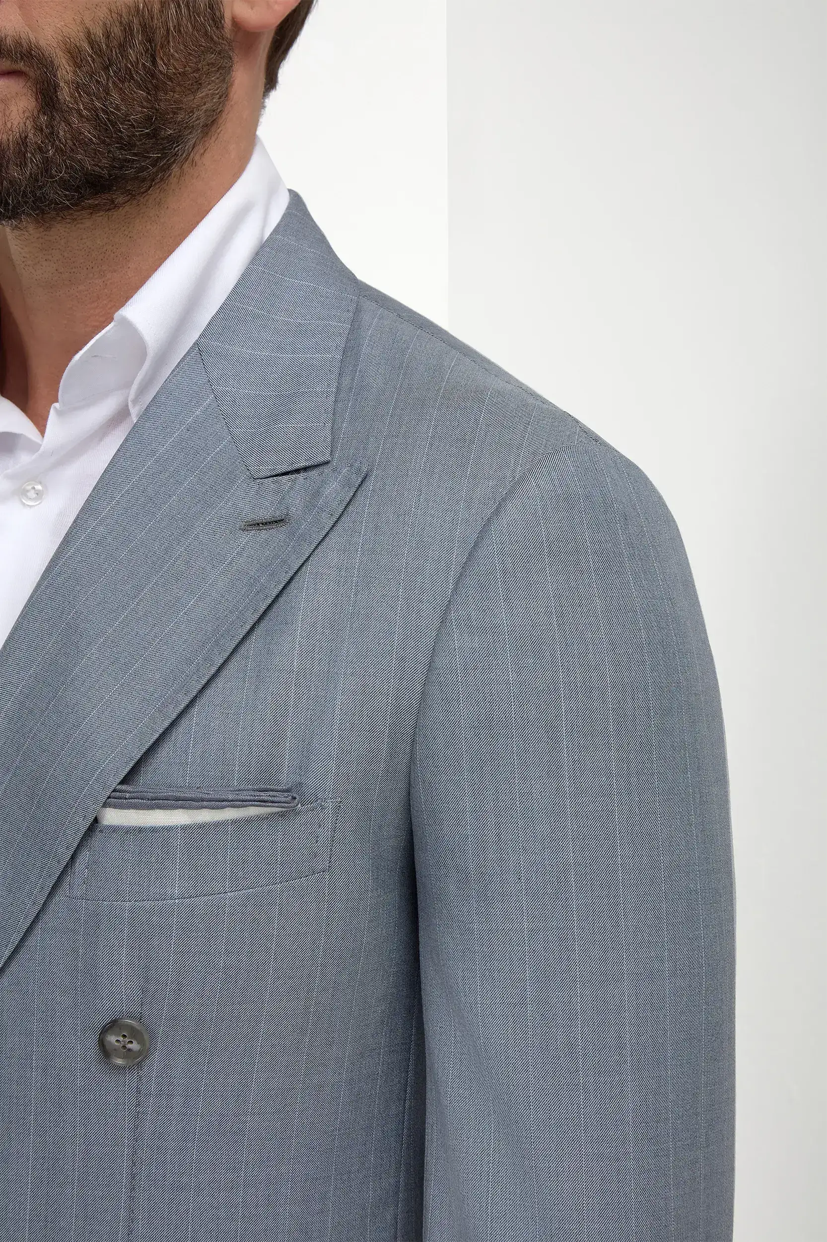 Dusty blue pinstripe double breasted Super 150's suit - Made in Italy - Image 3