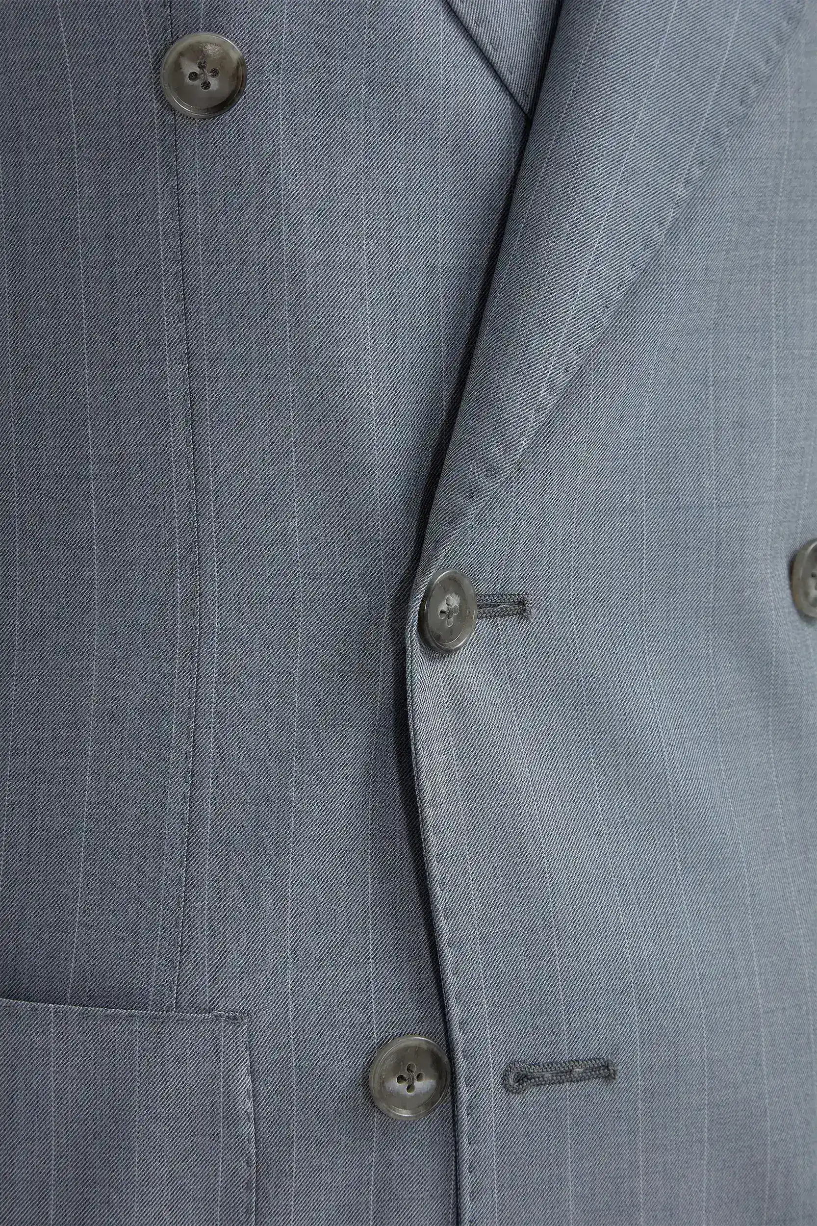Dusty blue pinstripe double breasted Super 150's suit - Made in Italy - Image 4