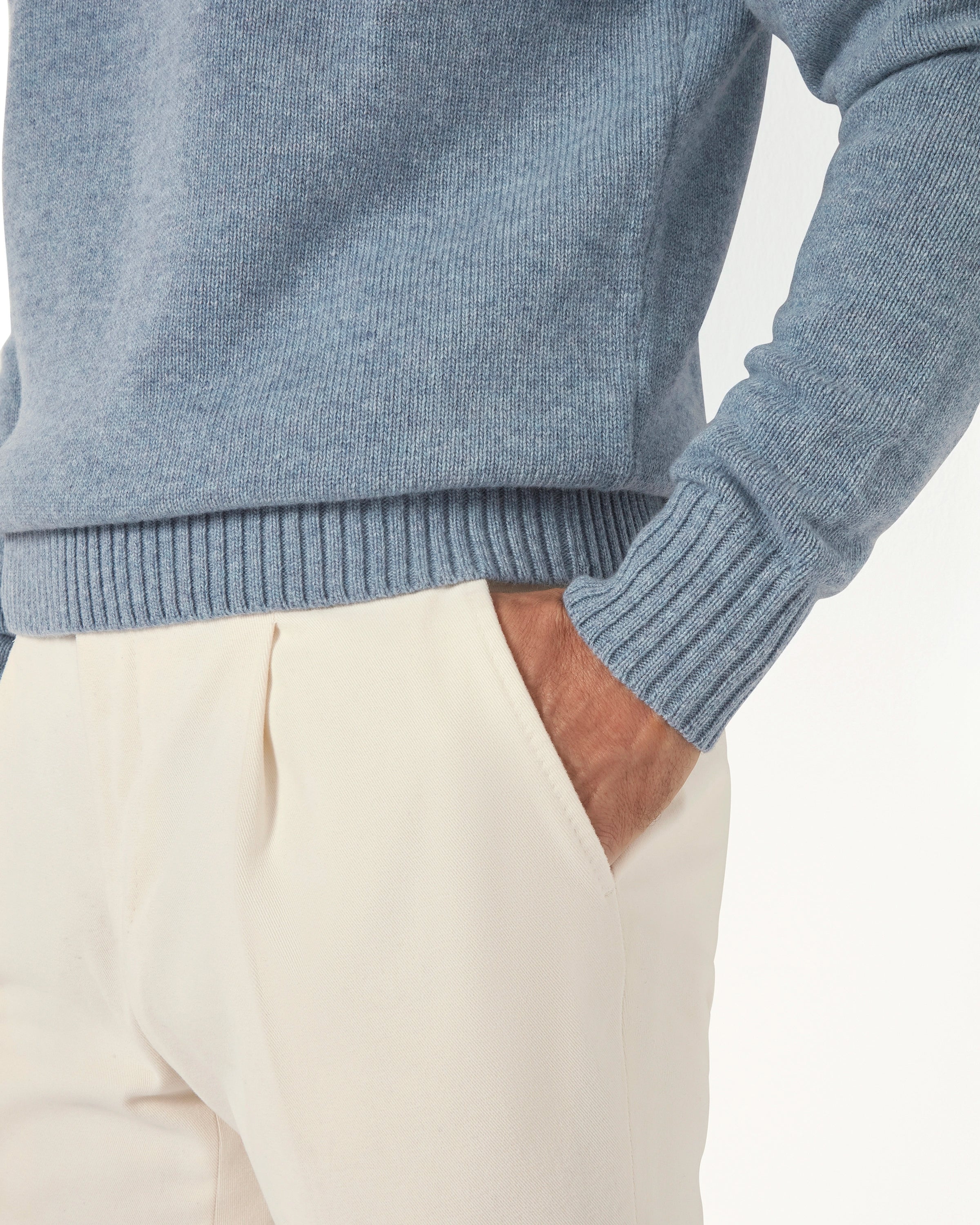 Dusty blue wool polo - Made in Italy - Image 3