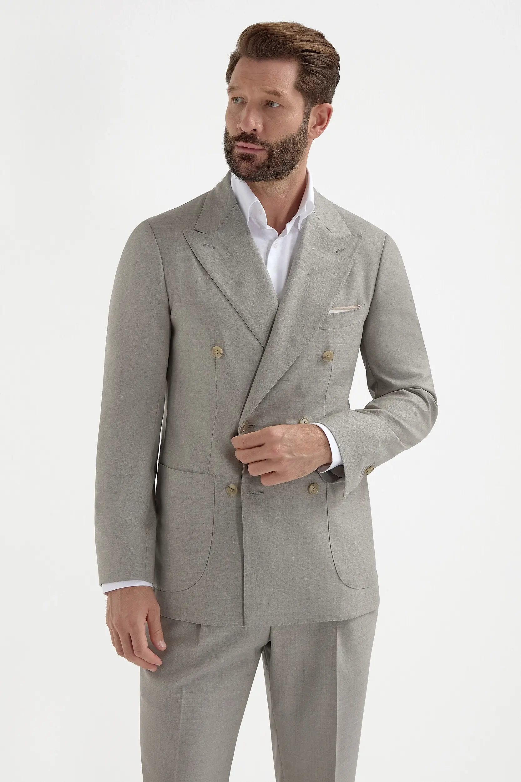 Green double breasted Super 150's suit - Made in Italy - Image 5