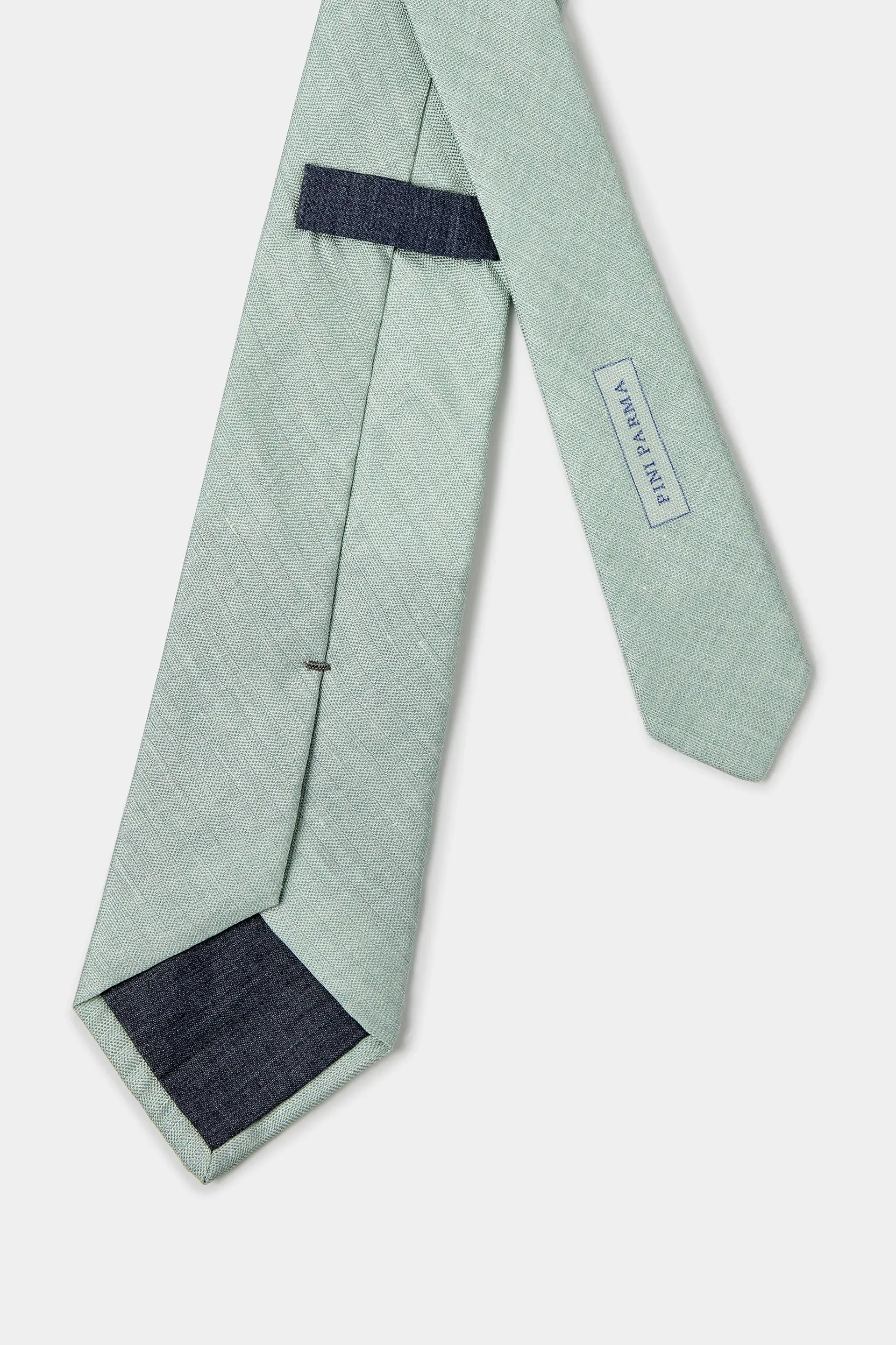 Green linen and silk tie - Made in Italy - Image 3