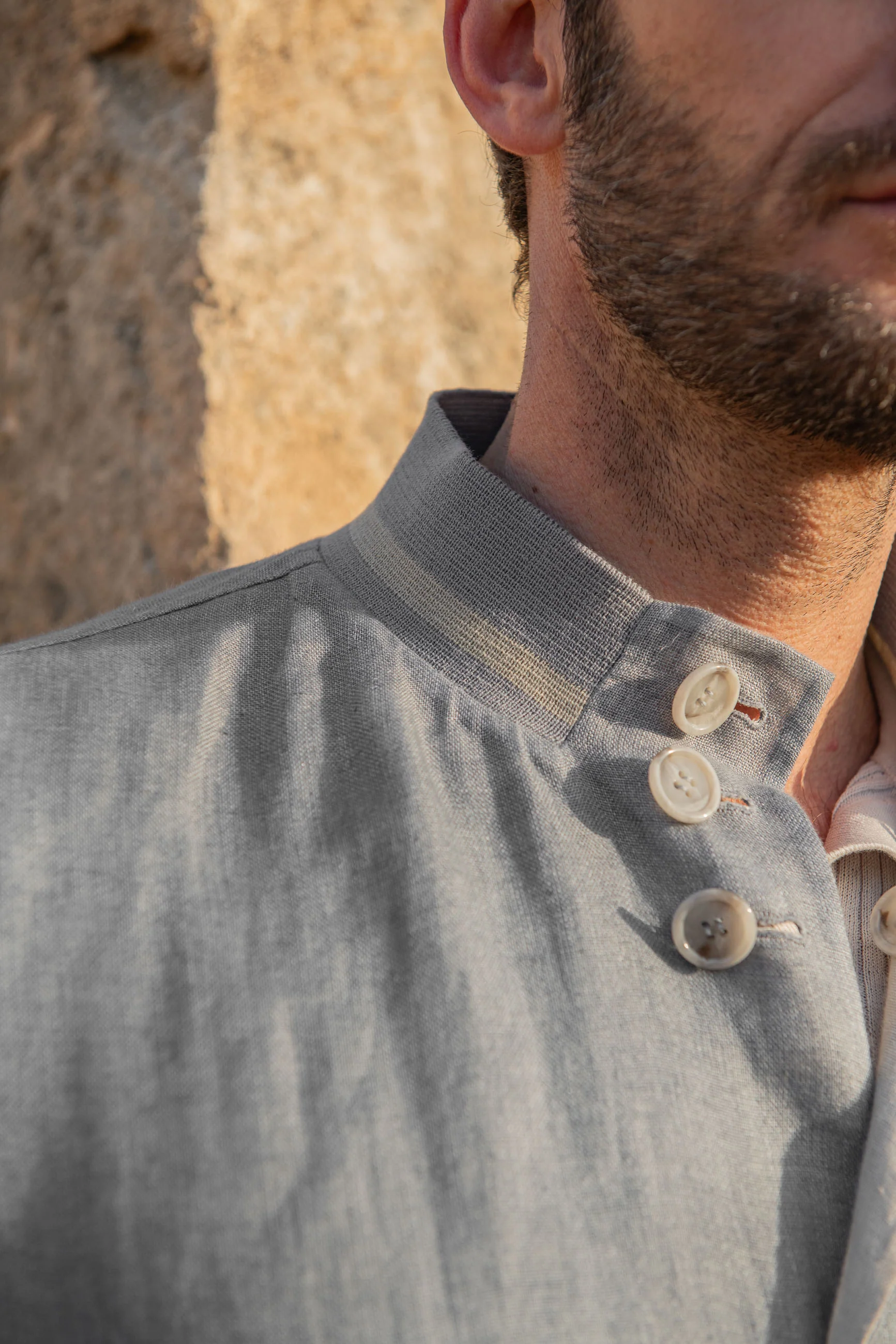 Sky grey and beige reversible bomber jacket – Made in Italy - Image 3