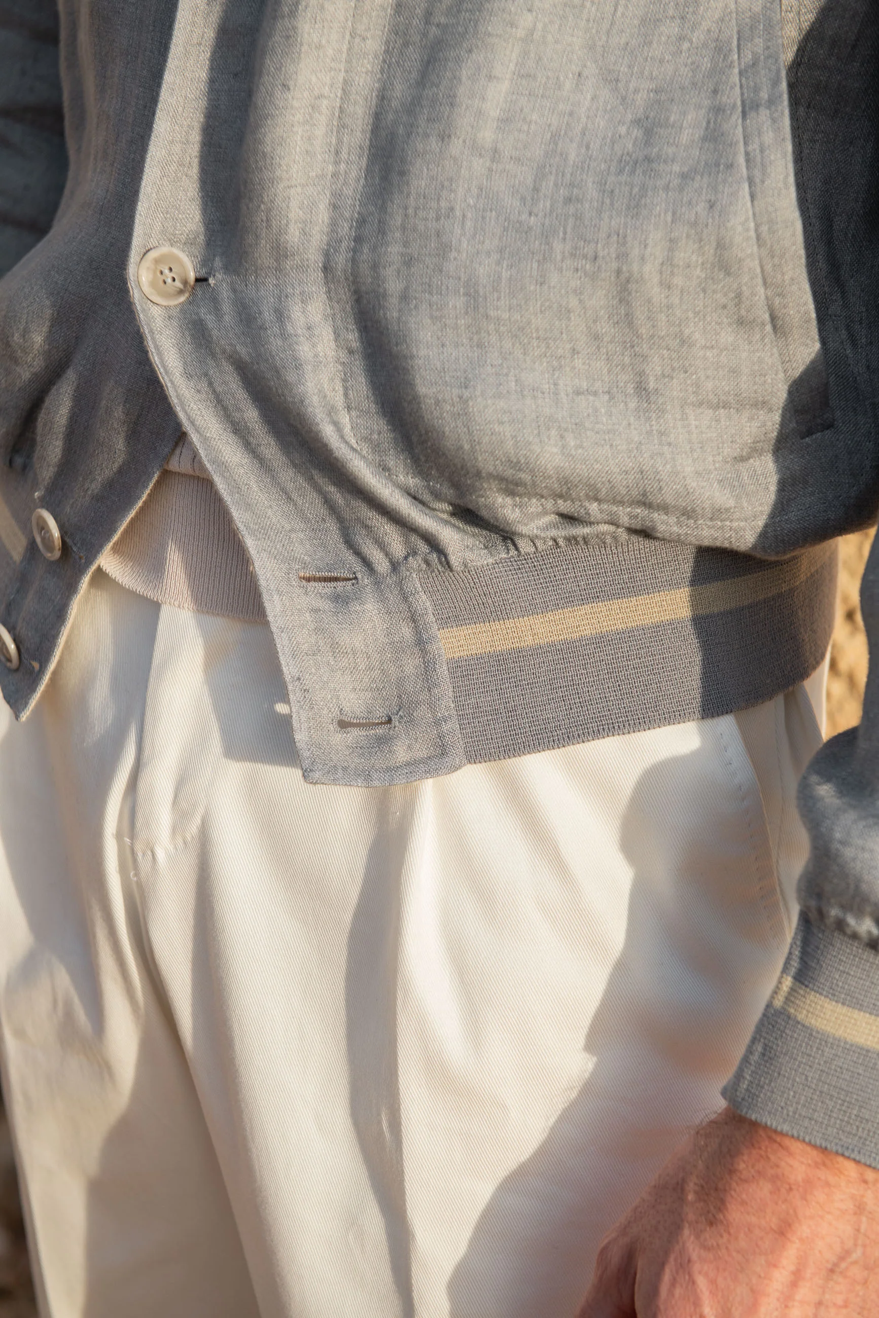 Sky grey and beige reversible bomber jacket – Made in Italy - Image 5
