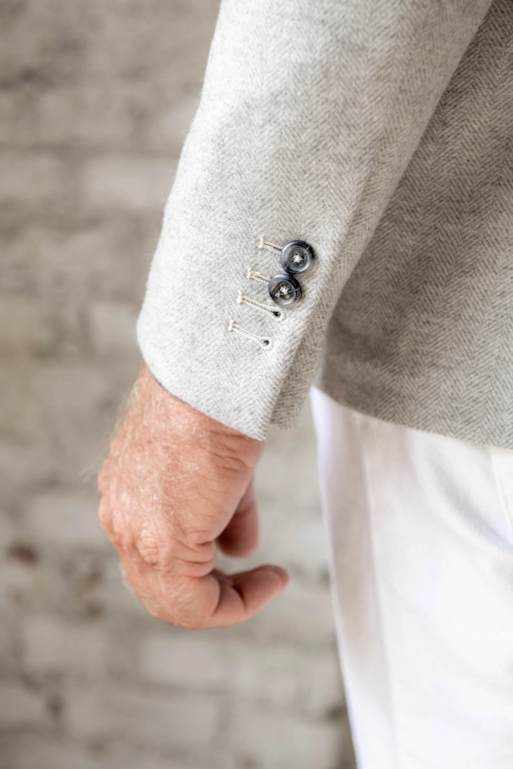 Light grey herringbone jacket - Made in Italy - Image 4