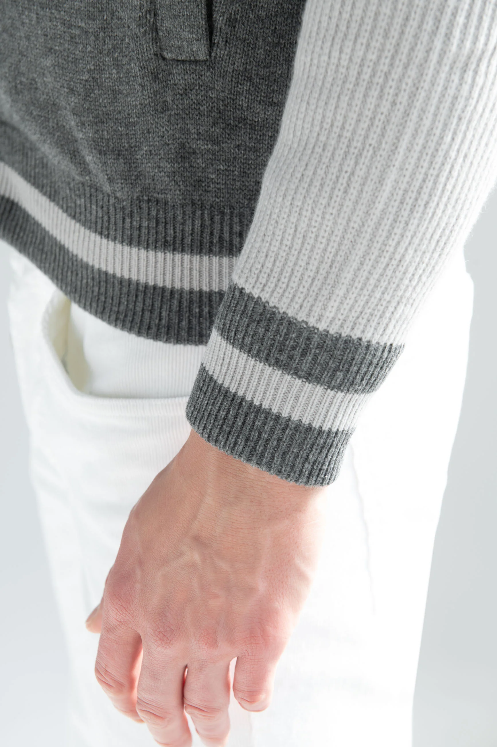Grey knitted college bomber - Made in Italy - Image 4