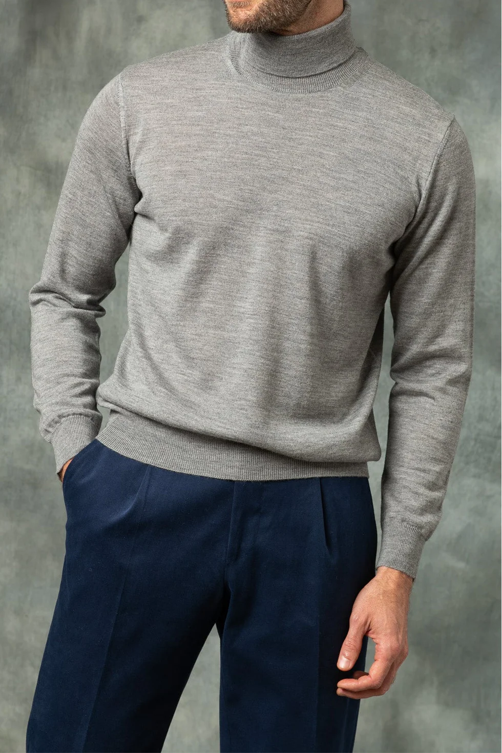 Grey merino turtleneck – Made in Italy - Image 4