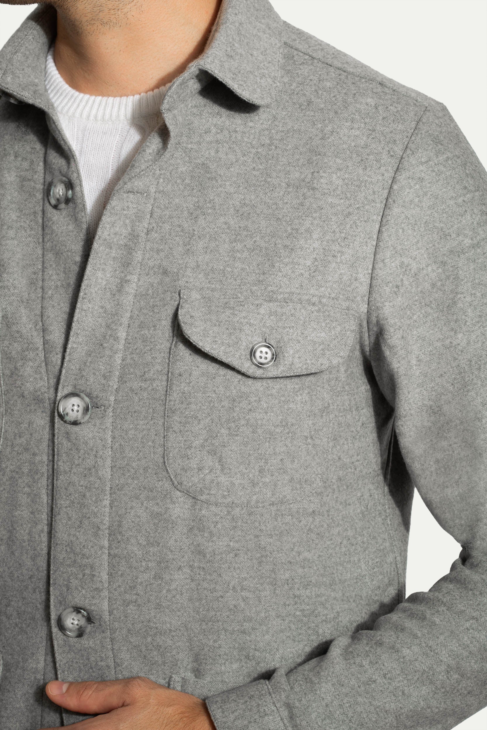 Grey Safari Jacket flannel Super 180s – Made in Italy - Image 5