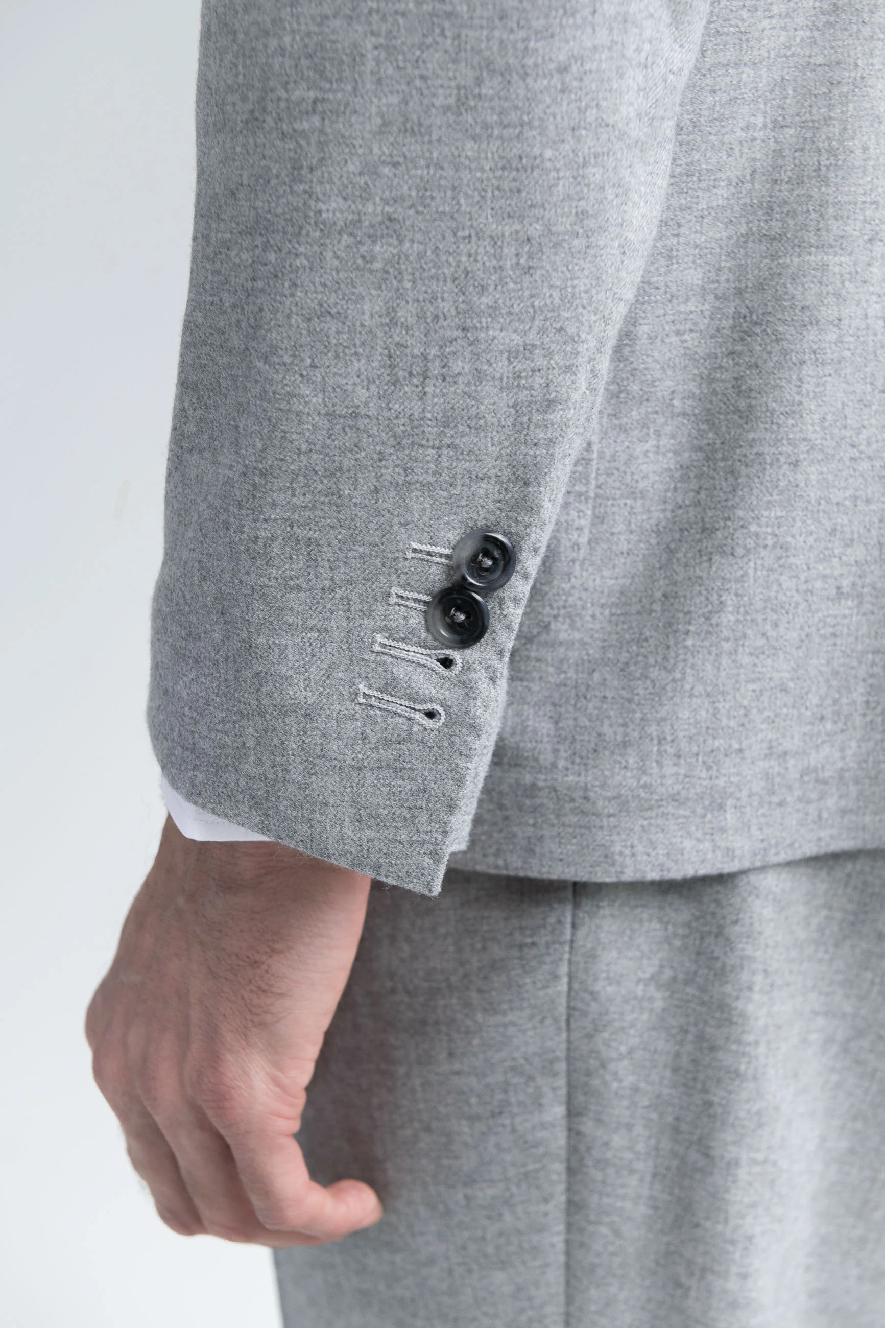 Grey wool and cashmere double breasted suit - Made in Italy - Image 3