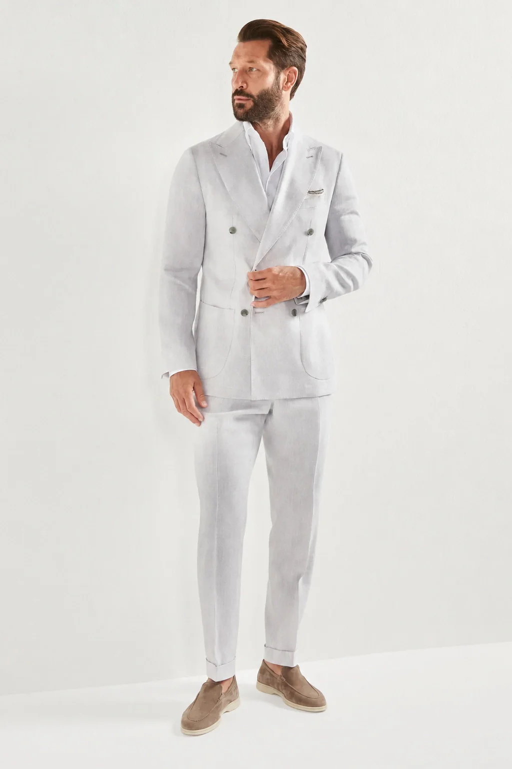 Ice double breasted Super 160's blend suit - Made in Italy