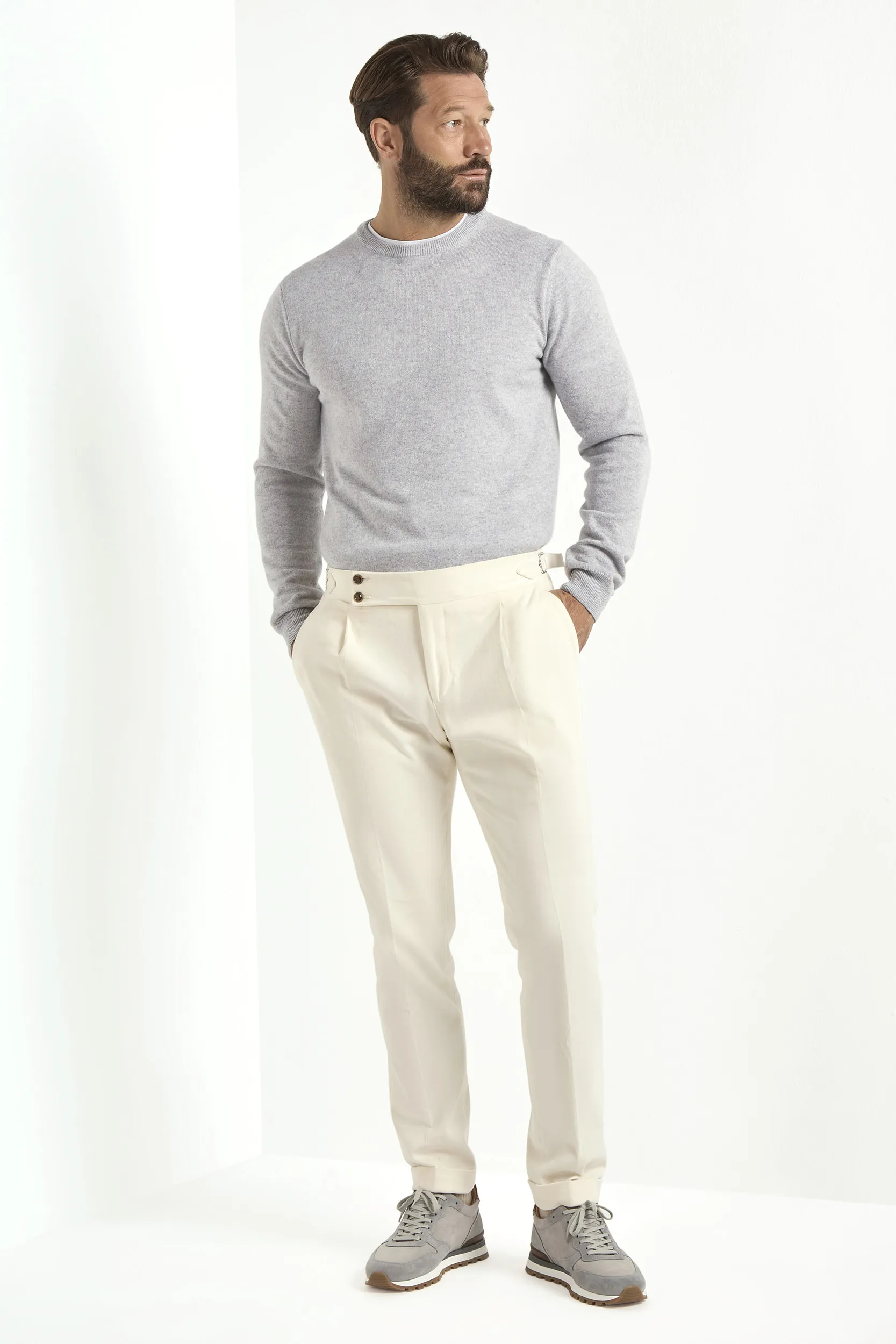 Ice grey cashmere round neck – Made in italy - Image 2