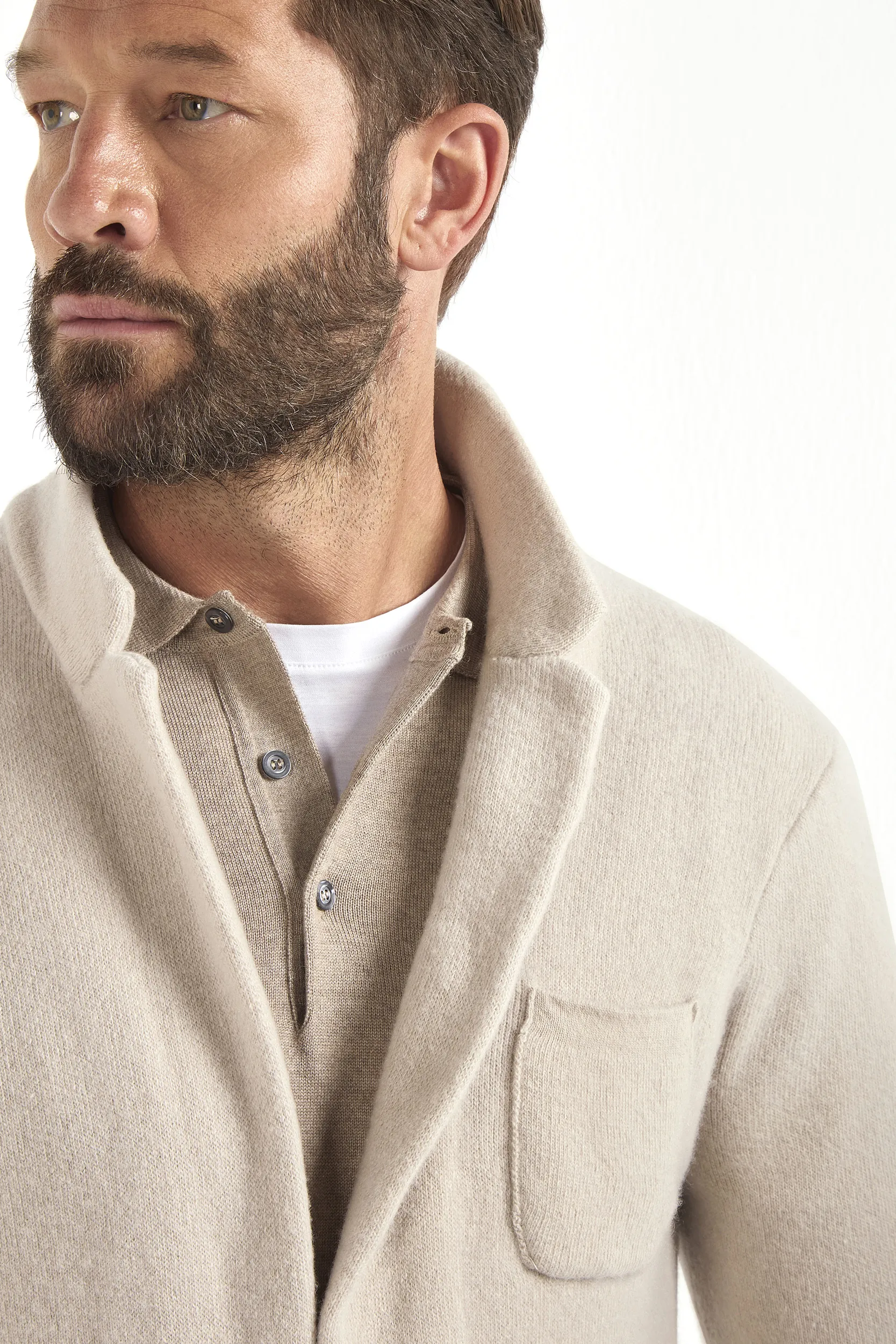 Stone knitted jacket – wool and cashmere – Made in Italy - Image 2