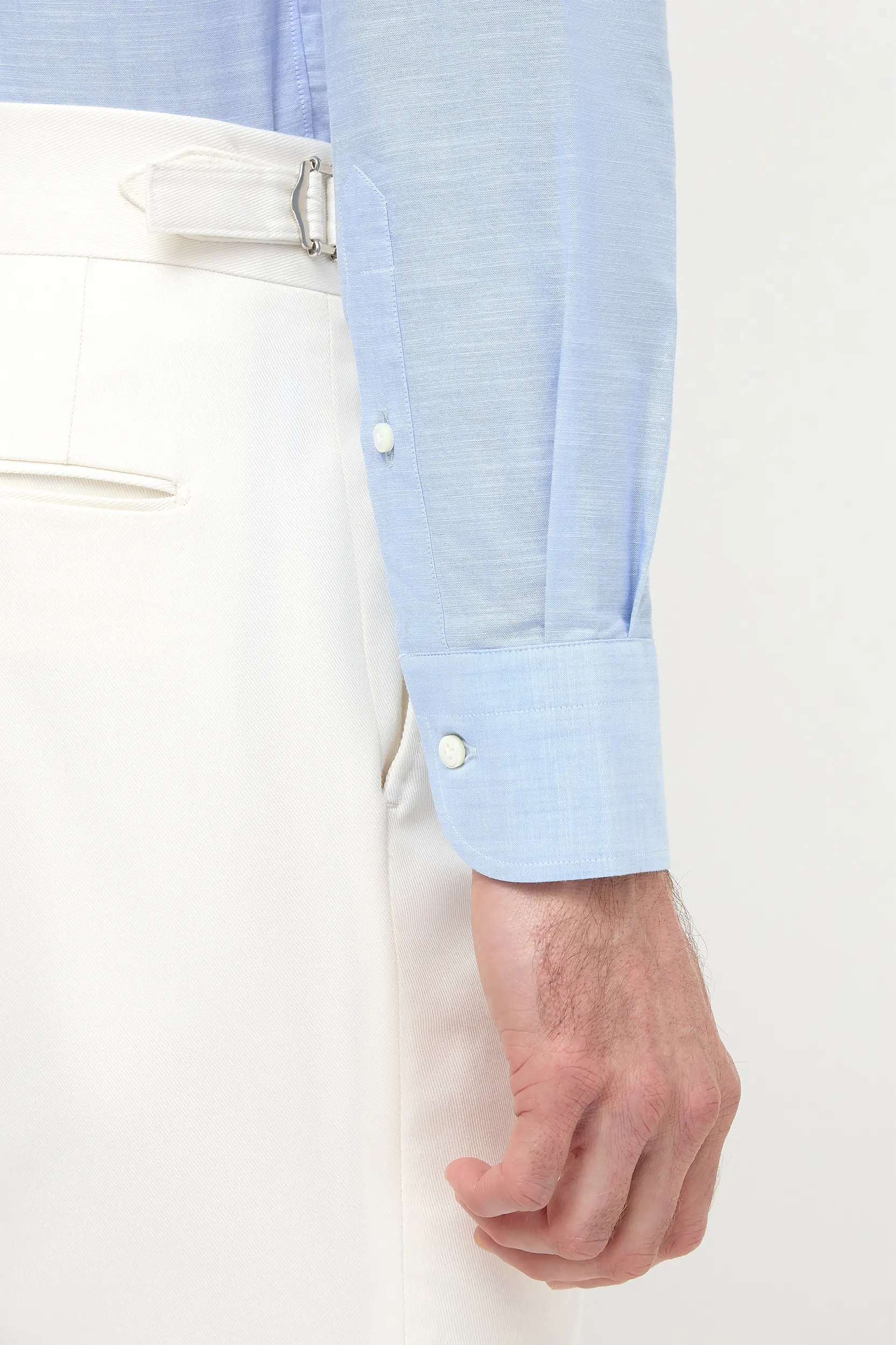 Light blue bamboo button-down shirt "Sartoriale collection" - Made In Italy - Image 5