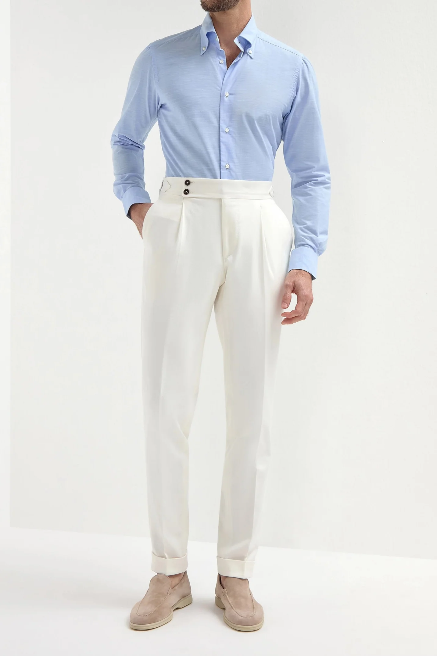 Light blue bamboo button-down shirt "Sartoriale collection" - Made In Italy - Image 6