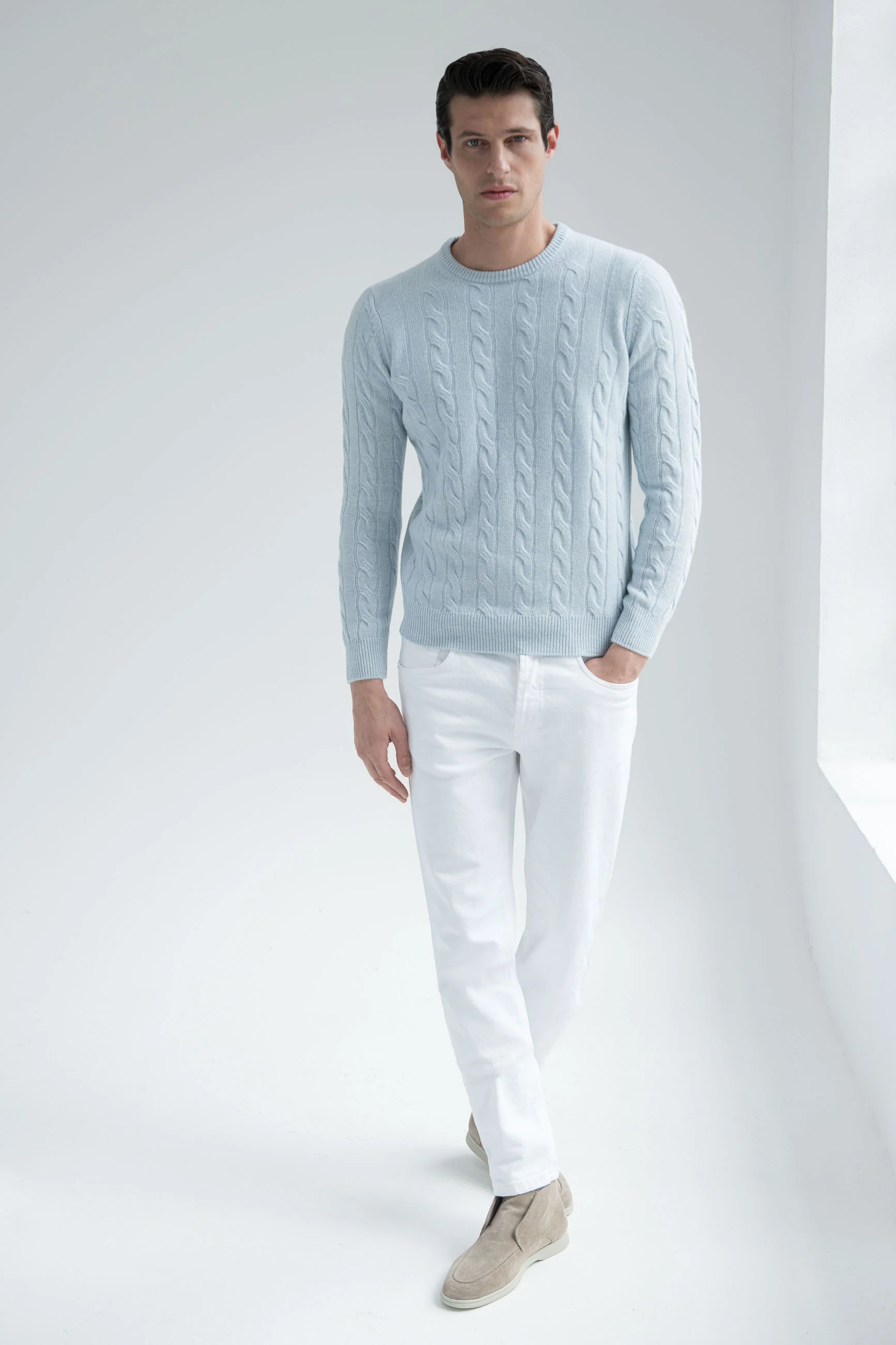 Light blue cable knit sweater – Made in italy - Image 3
