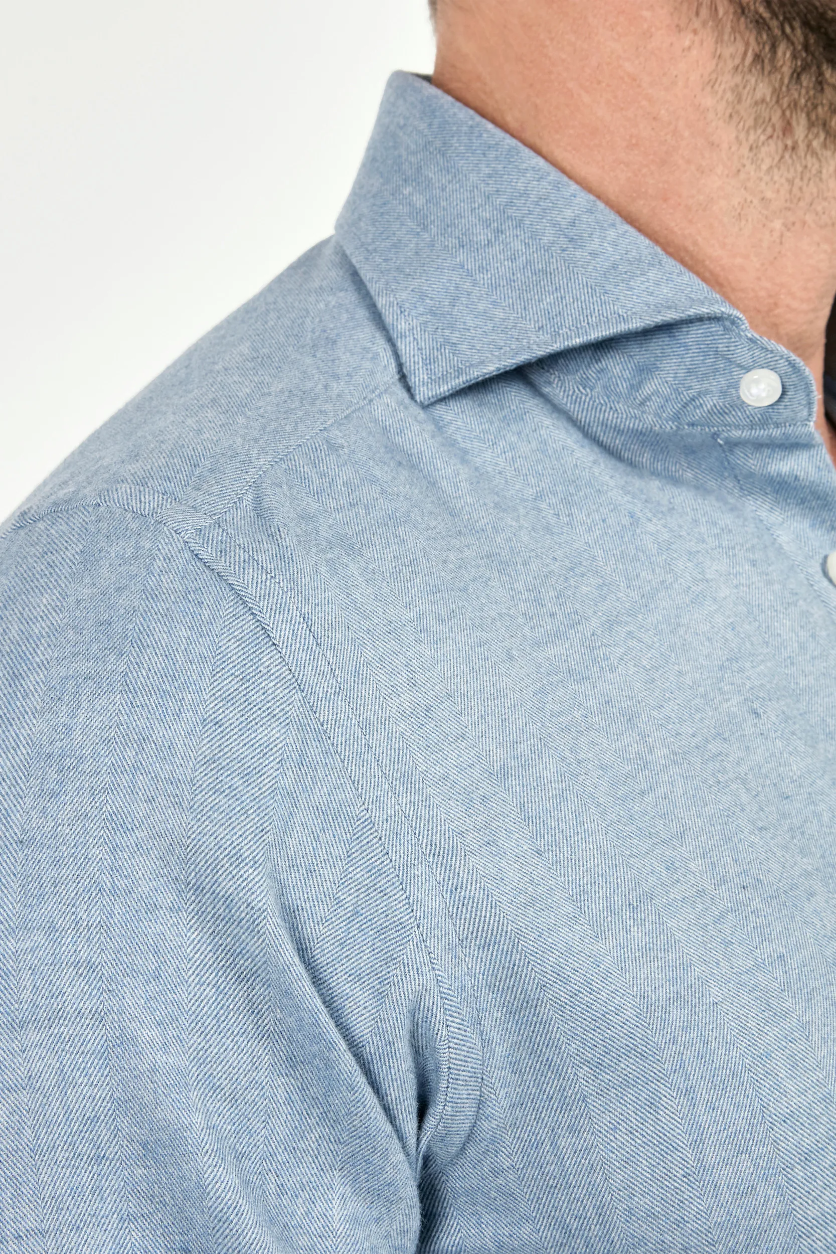Light blue cotton and Tencel™ shirt - Made In Italy - Image 3