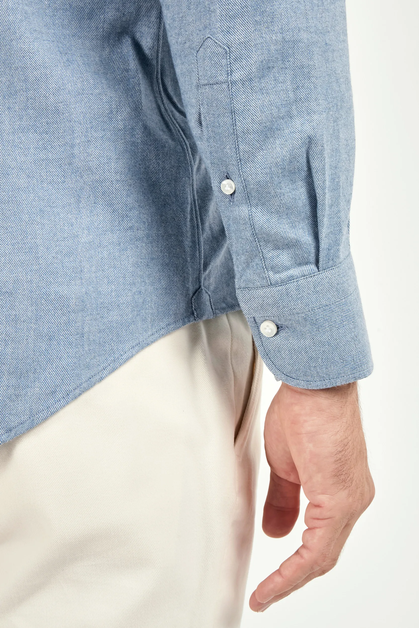 Light blue cotton and Tencel™ shirt - Made In Italy - Image 4