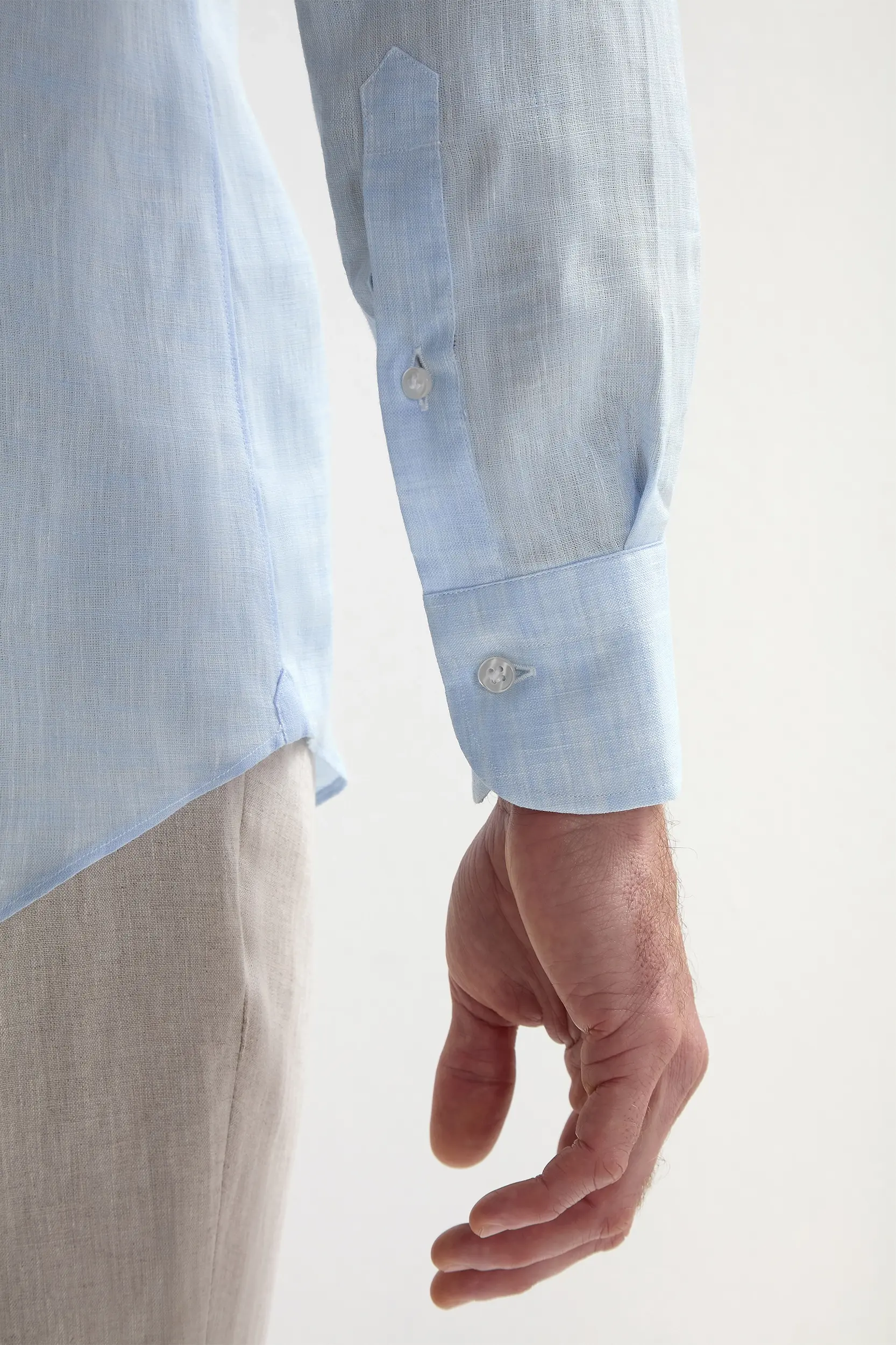 Light blue linen button down shirt - Made In Italy - Image 3