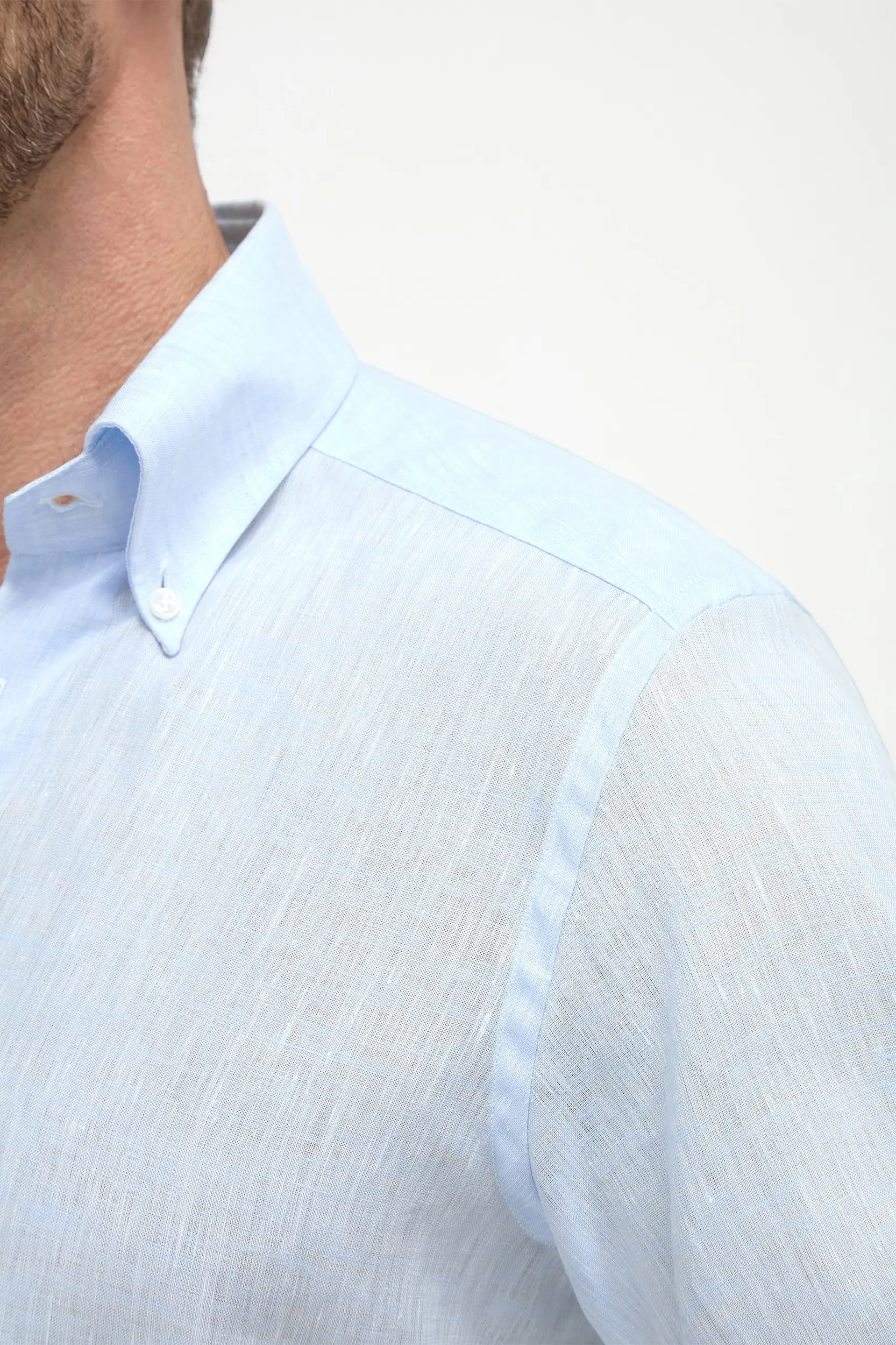 Light blue linen button down shirt - Made In Italy - Image 4