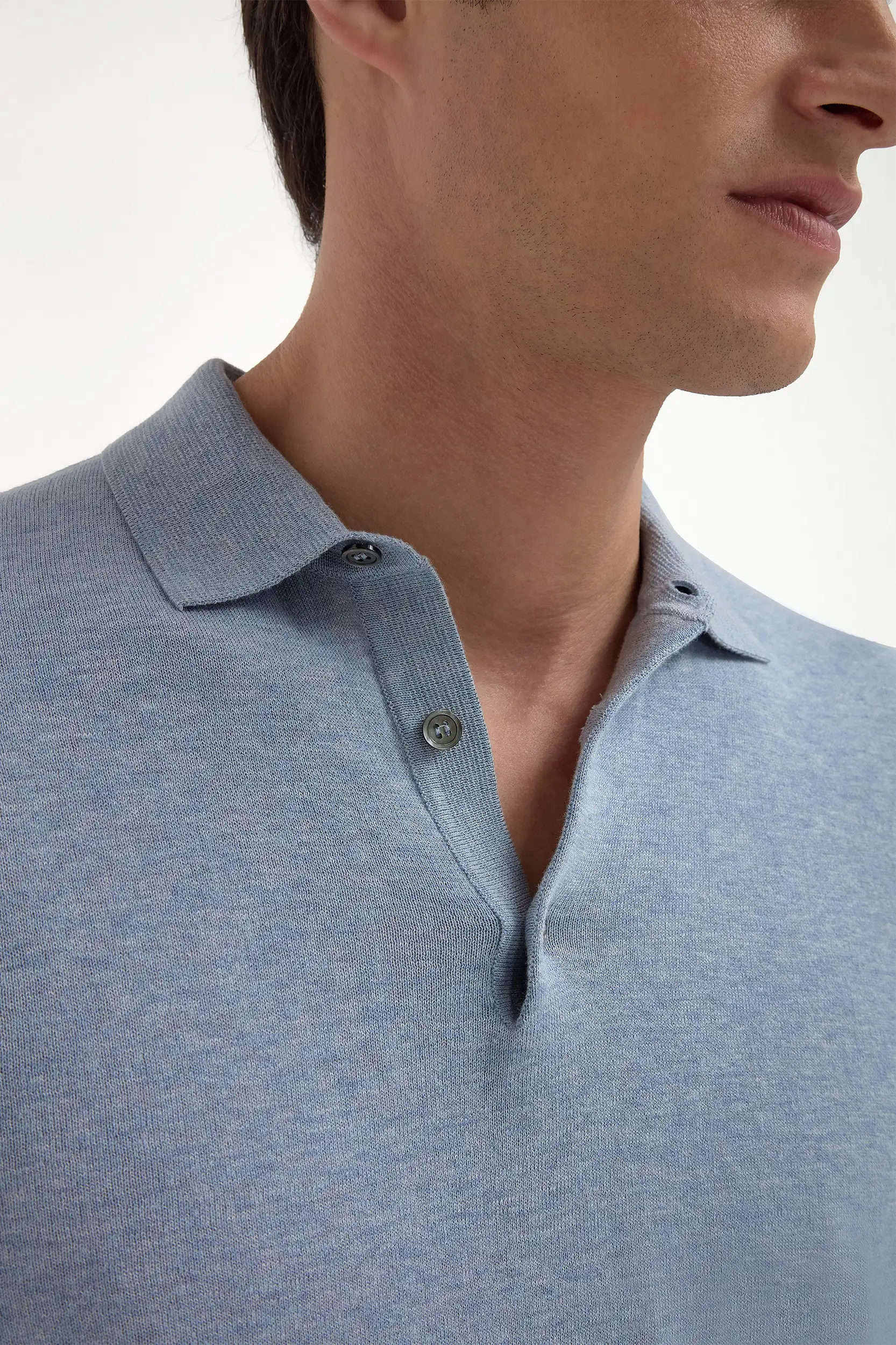Light blue long sleeve polo - Made in Italy - Image 2