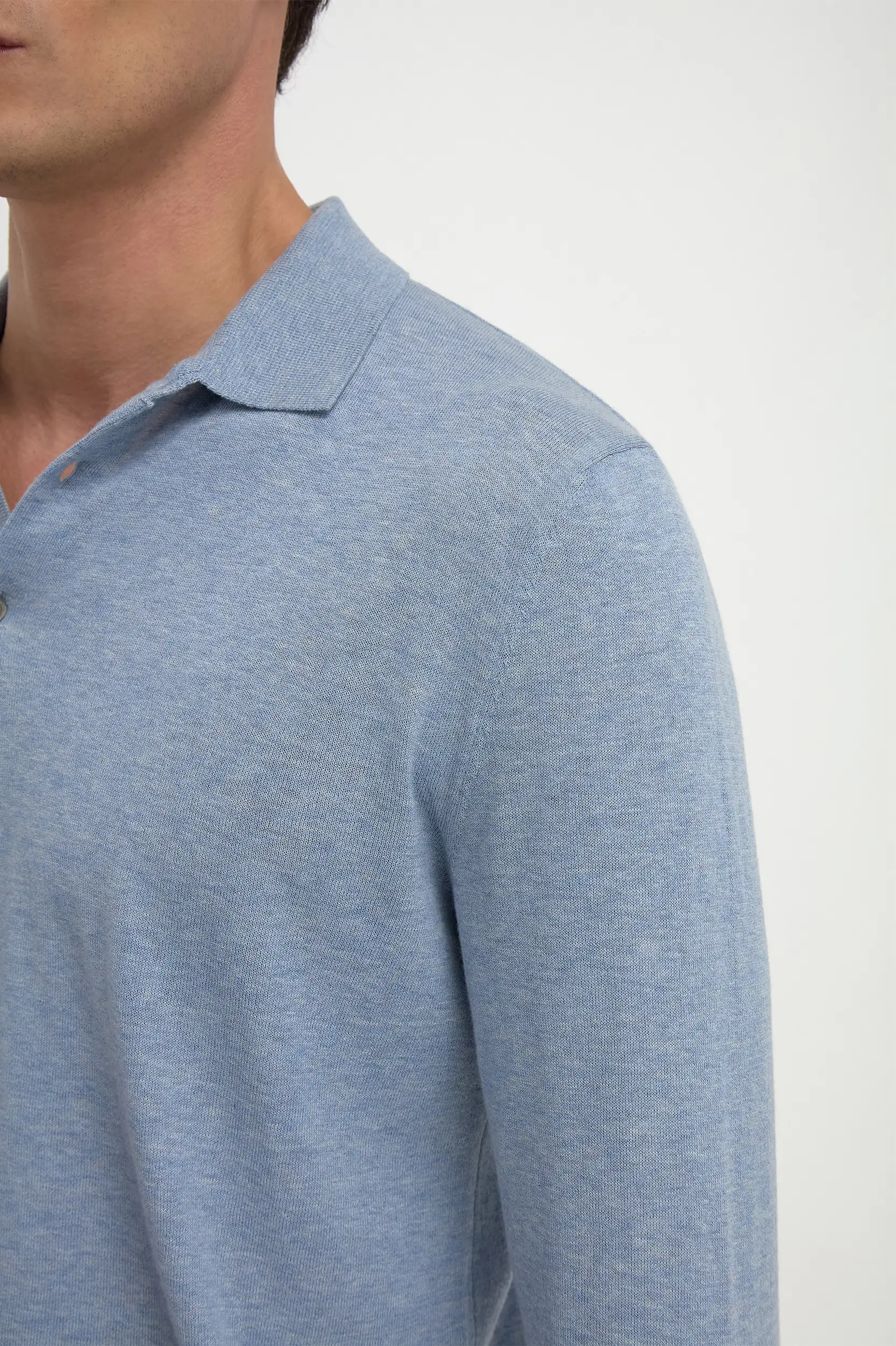 Light blue long sleeve polo - Made in Italy - Image 4