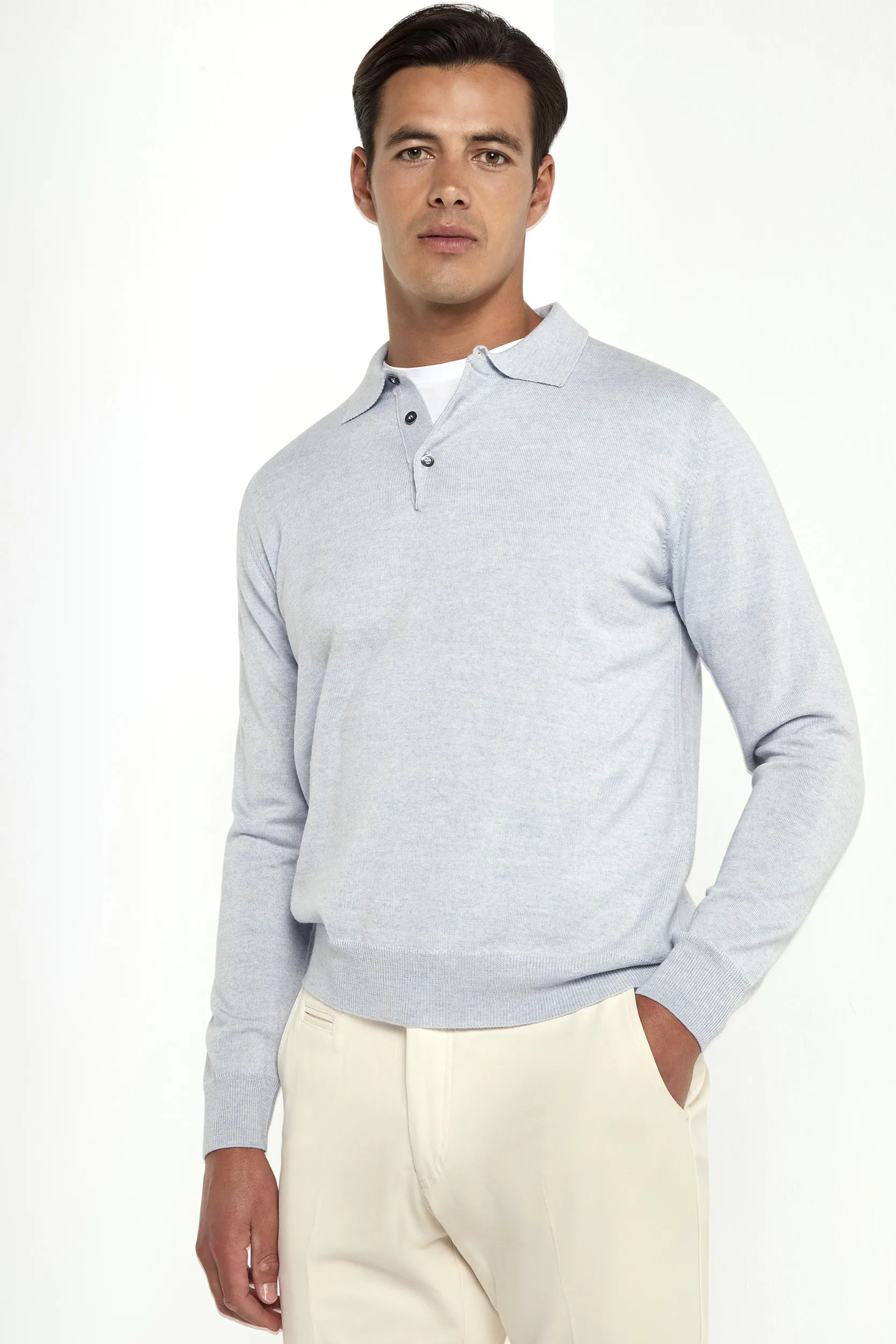 Light blue merino polo - Made in Italy