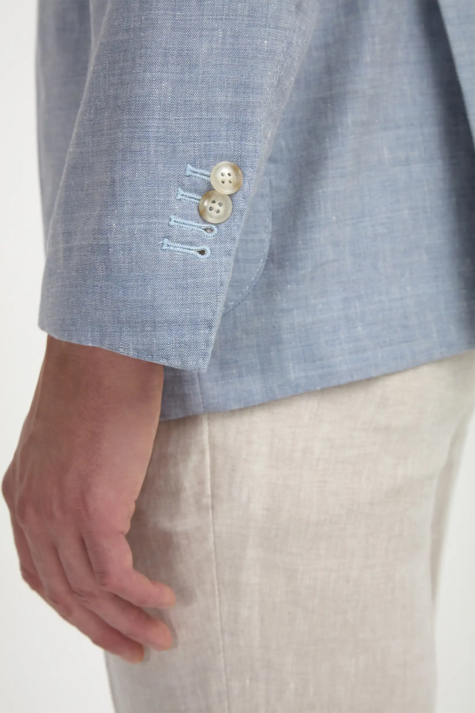 Light blue wool and linen jacket - Made in Italy - Image 2