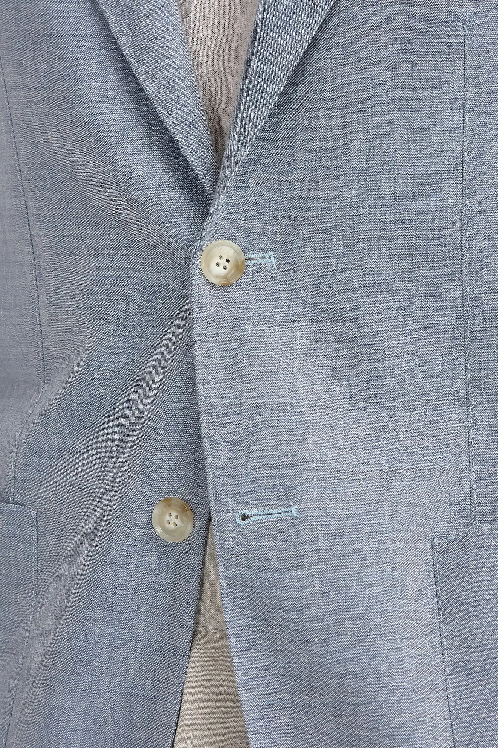Light blue wool and linen jacket - Made in Italy - Image 3