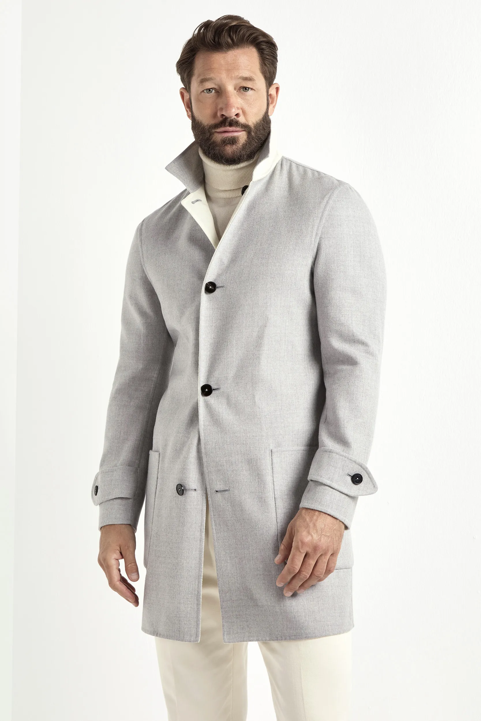 Light grey and white reversible coat - Made in Italy - Image 3