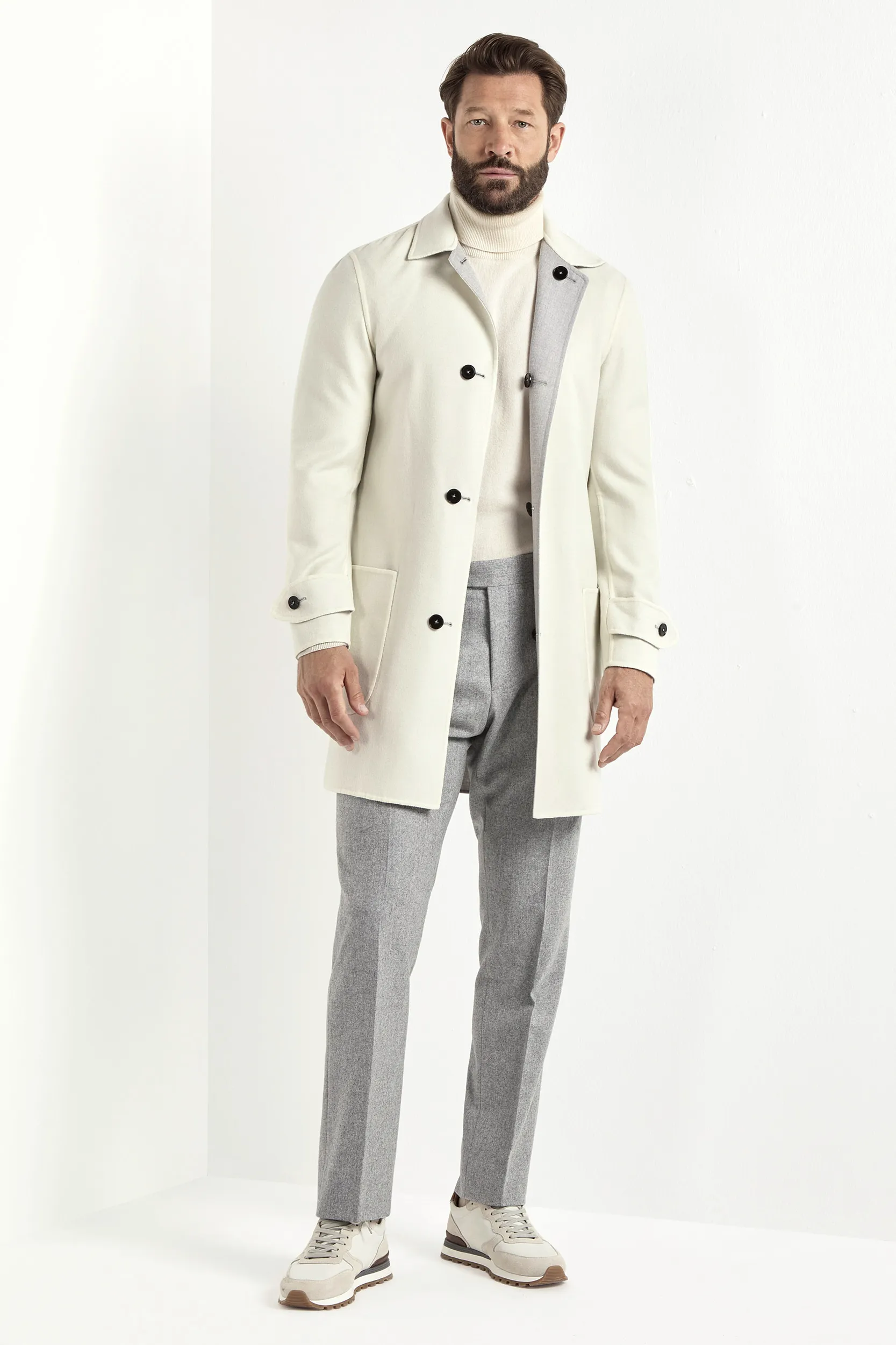 Light grey and white reversible coat - Made in Italy - Image 7