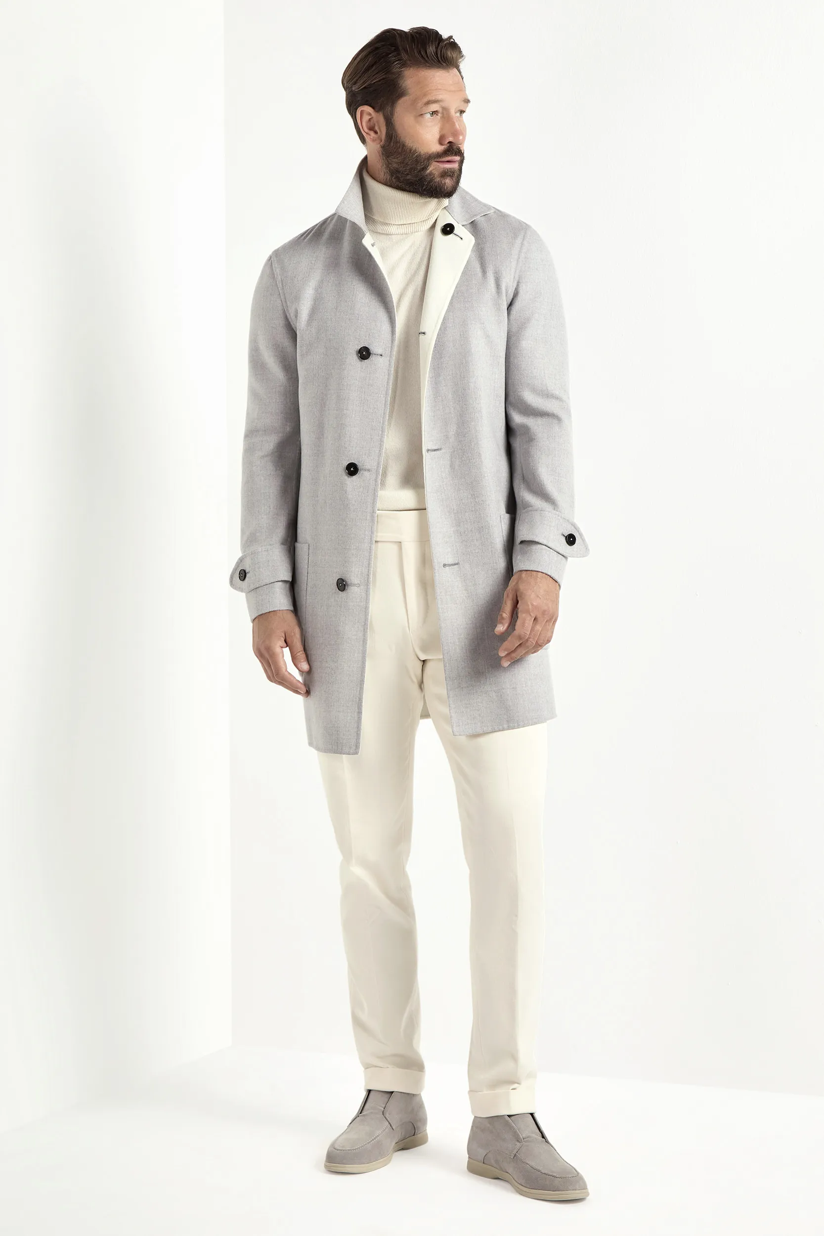 Light grey and white reversible coat - Made in Italy - Image 8