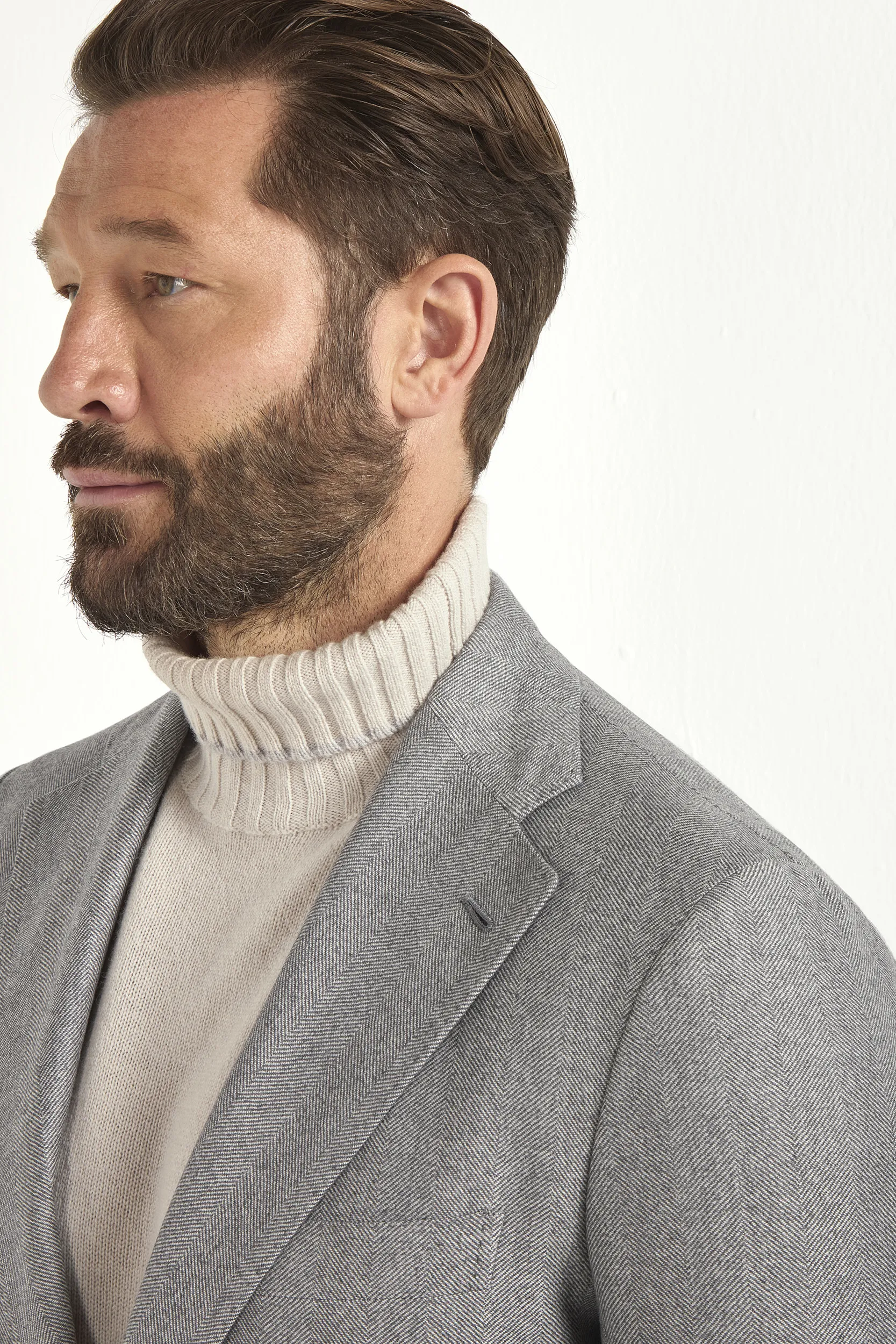 Light grey herringbone suit - Made in Italy - Image 2