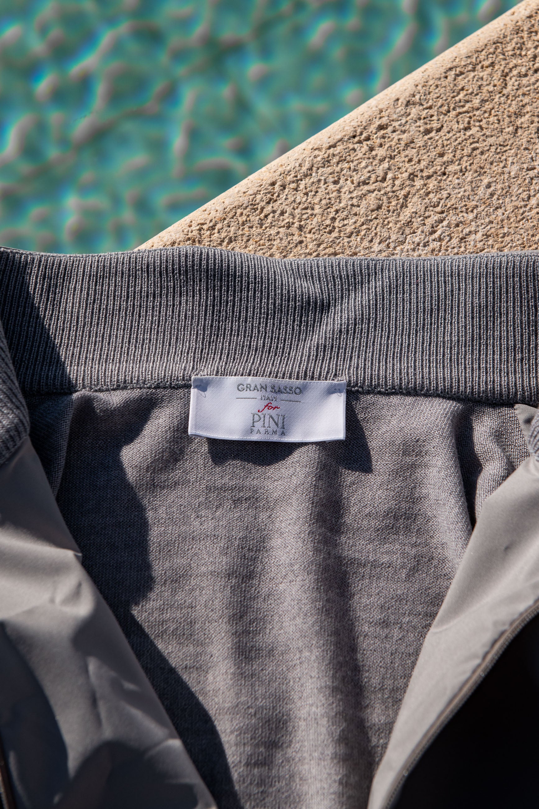 Light grey knit & nylon bomber jacket – Made in Italy - Image 4