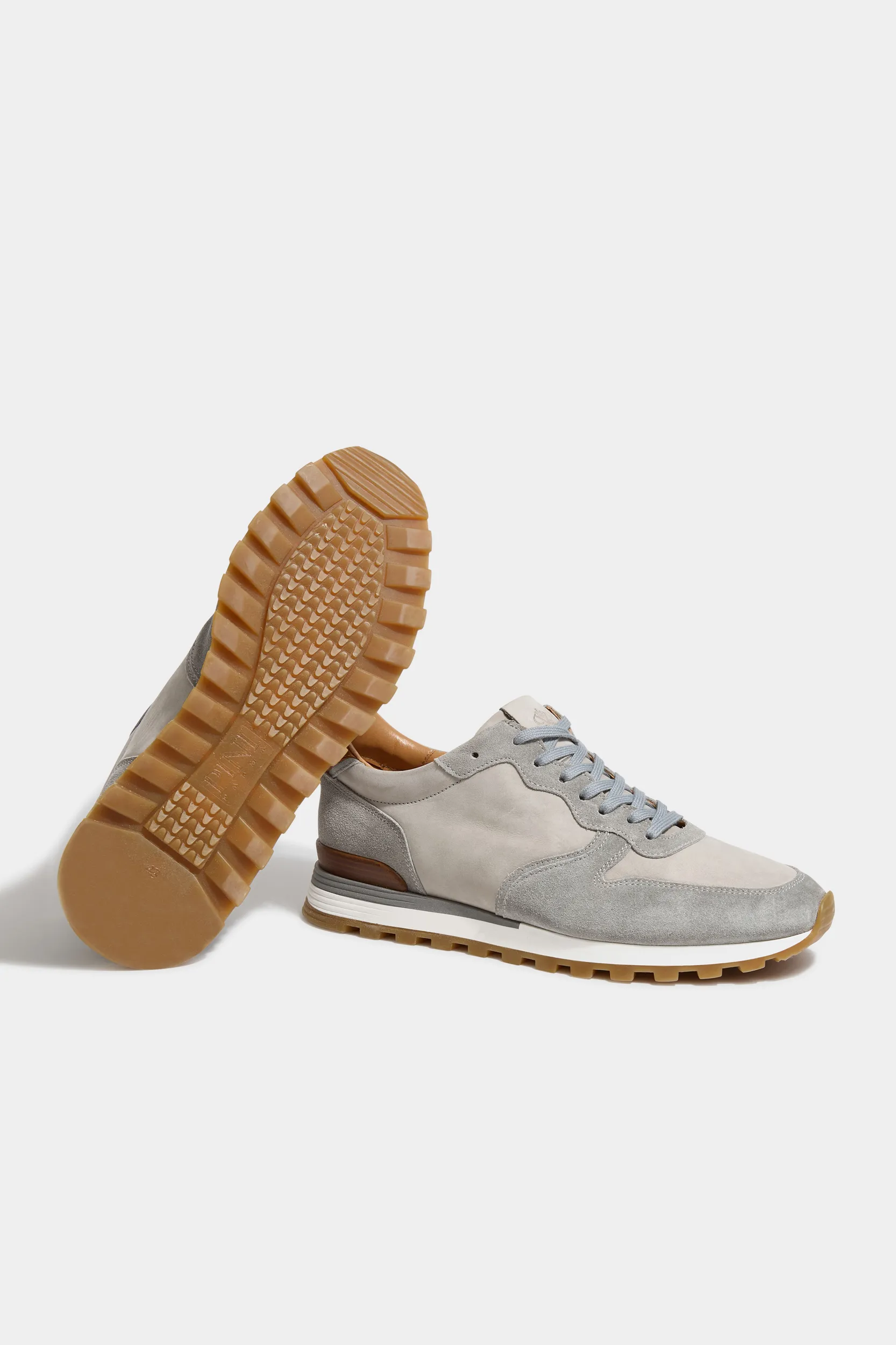 Light grey nabuk and suede runners - Made In Italy - Image 2