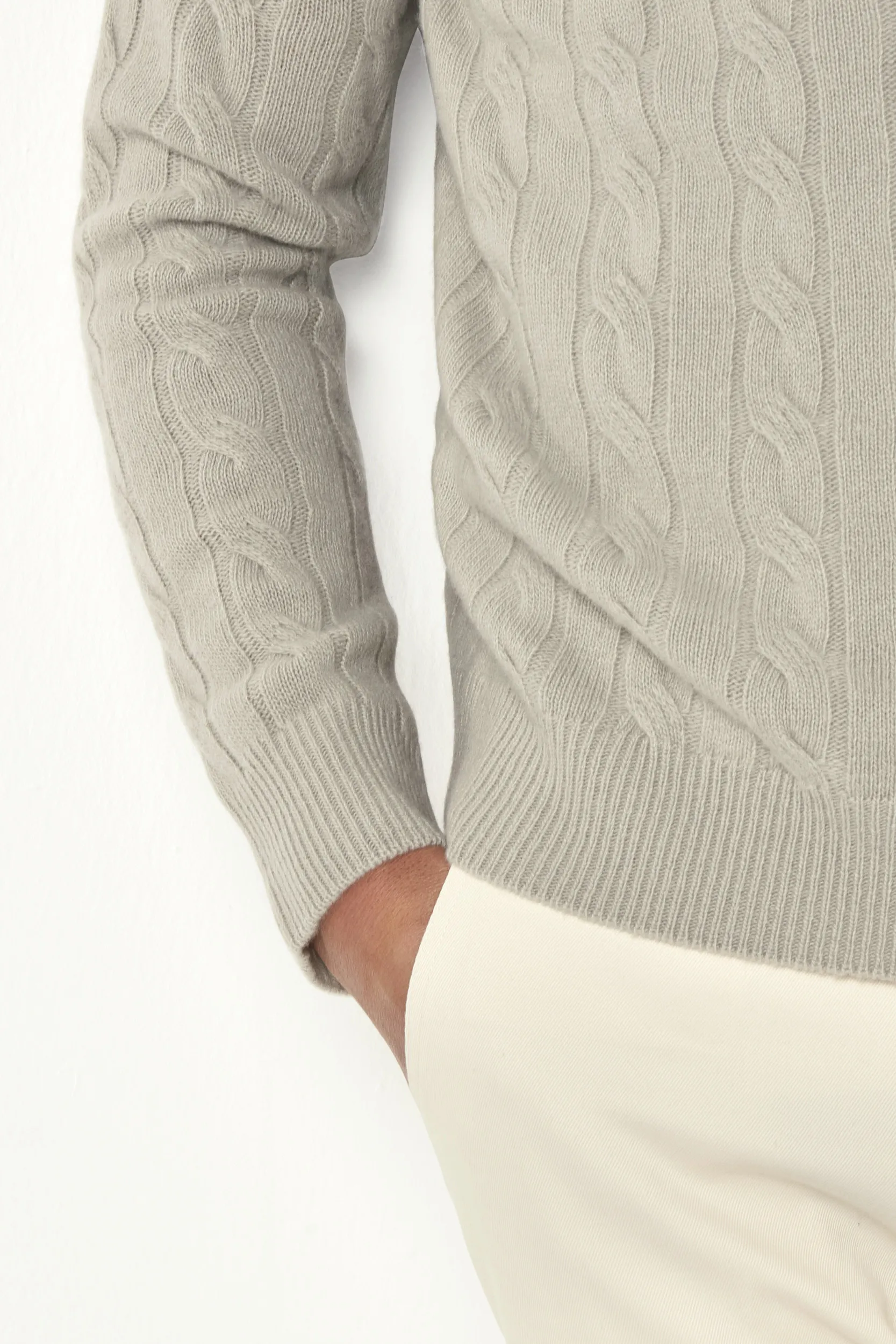 Light sage cable knit turtleneck – Made in Italy - Image 4