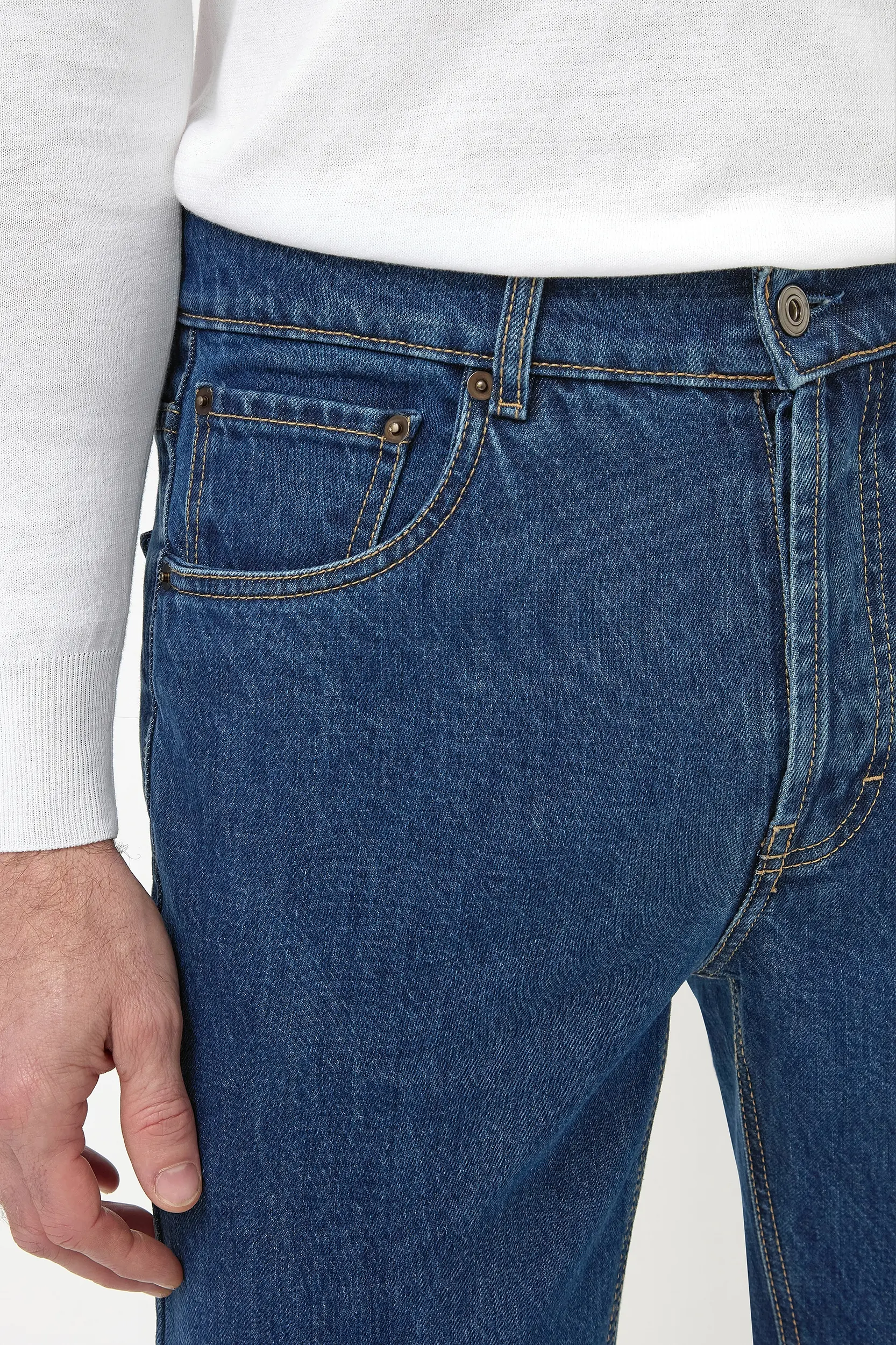 Mid-blue jeans - Candiani cotton - Made in Italy - Image 3