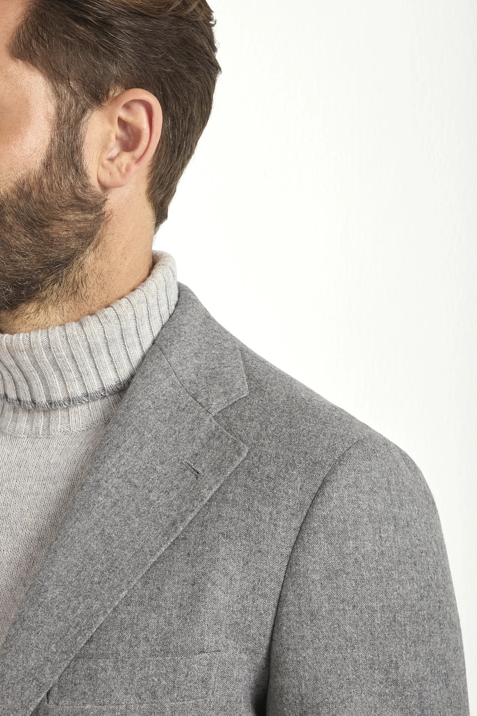 Mid grey flannel jacket - Made in Italy - Image 3