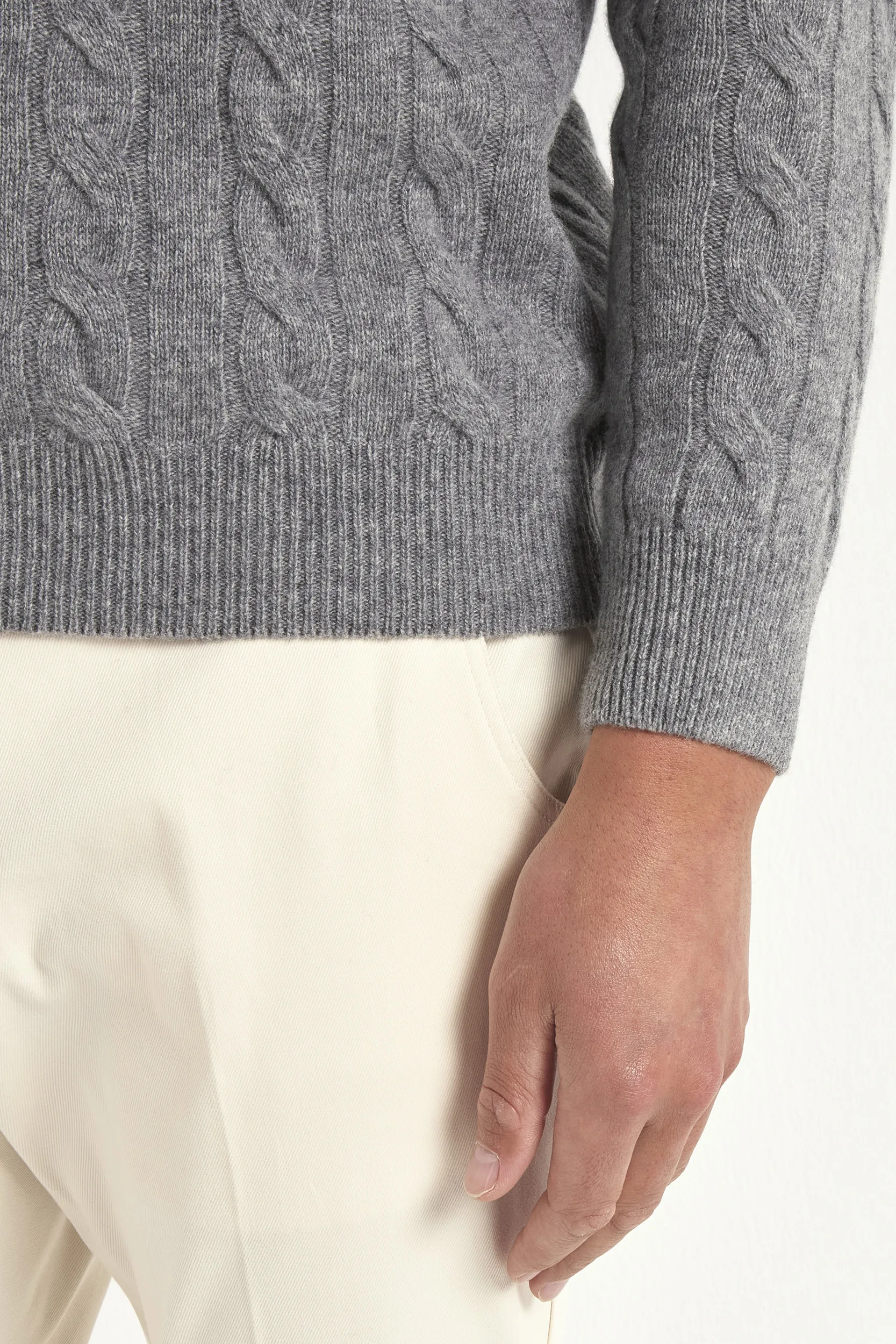 Mid grey cable knit turtleneck – Made in Italy - Image 4