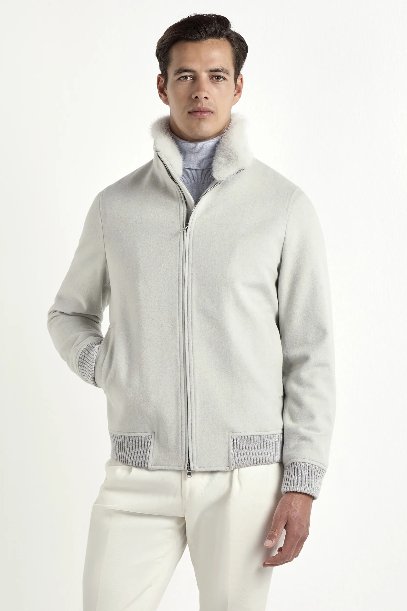 Off-white mink collar bomber - Made in Italy - Image 6