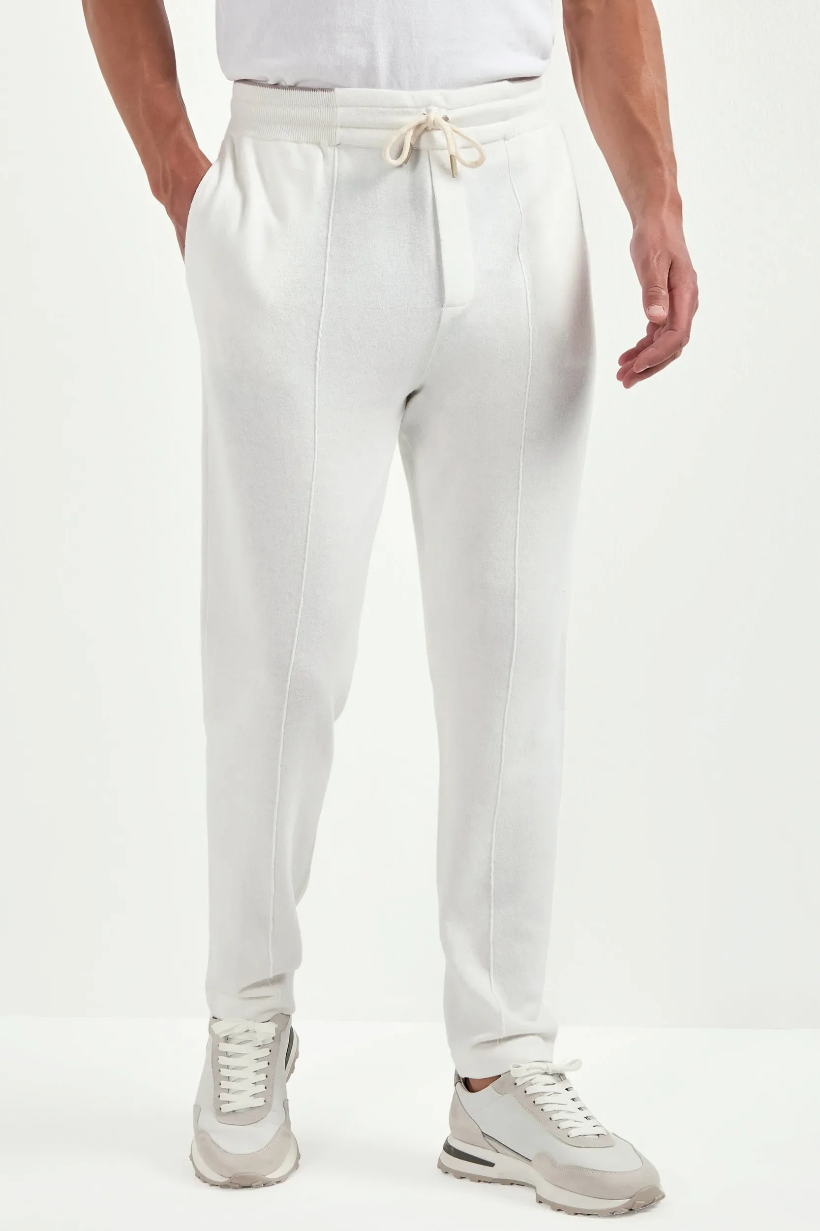 Off-white cashmere blend jogger pants - Made in Italy - Image 3