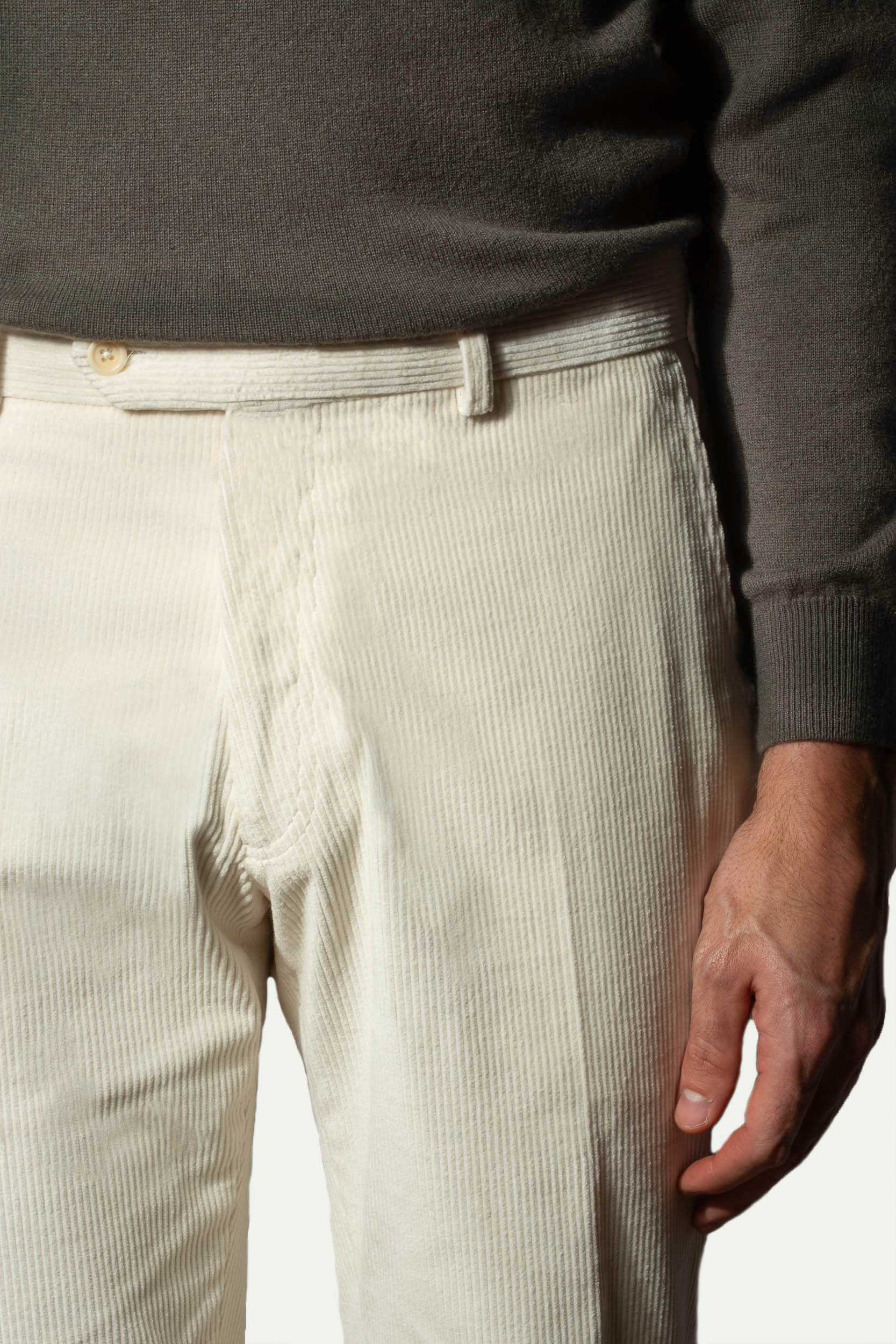 Off-white corduroy Sirmione trousers - Made in Italy - Image 3