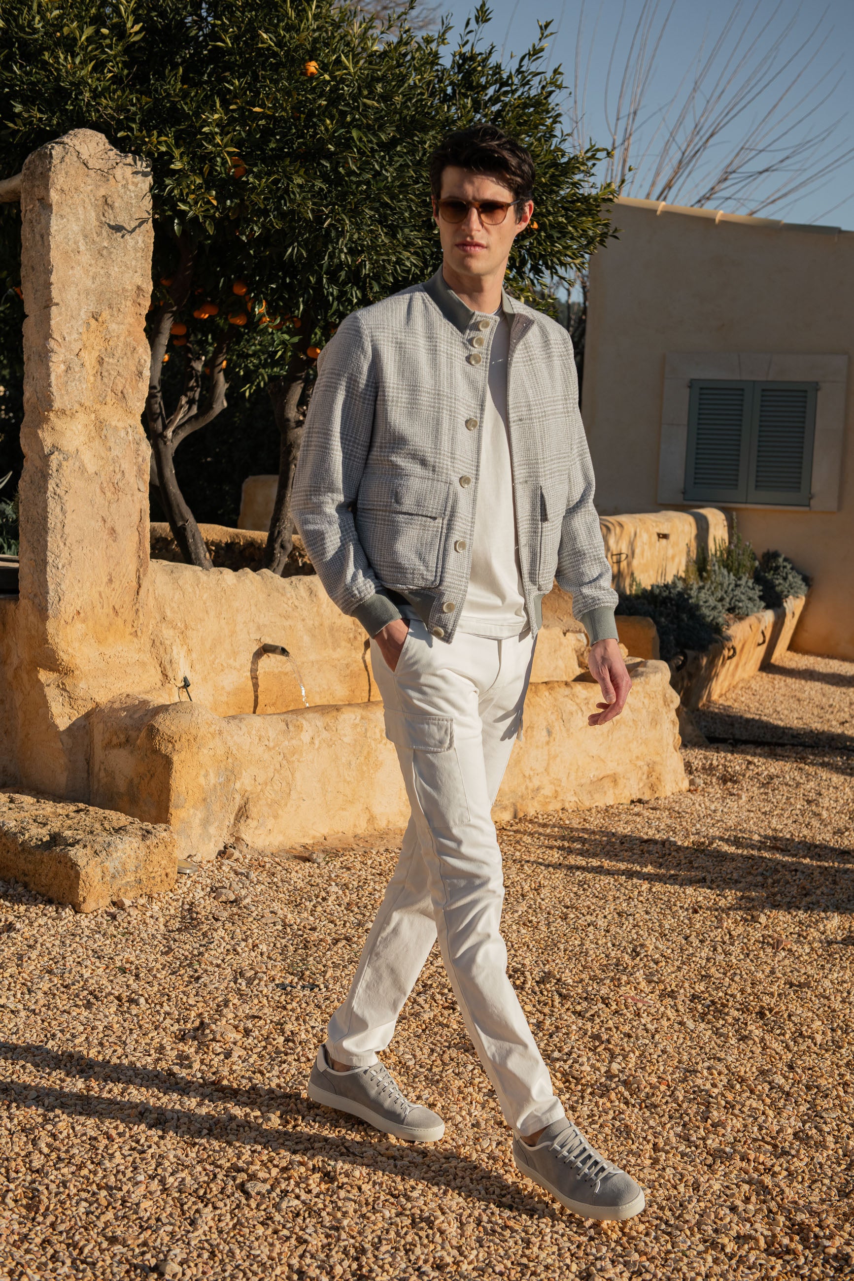 Off-white stretch cotton cargo - Made in Italy - Image 3
