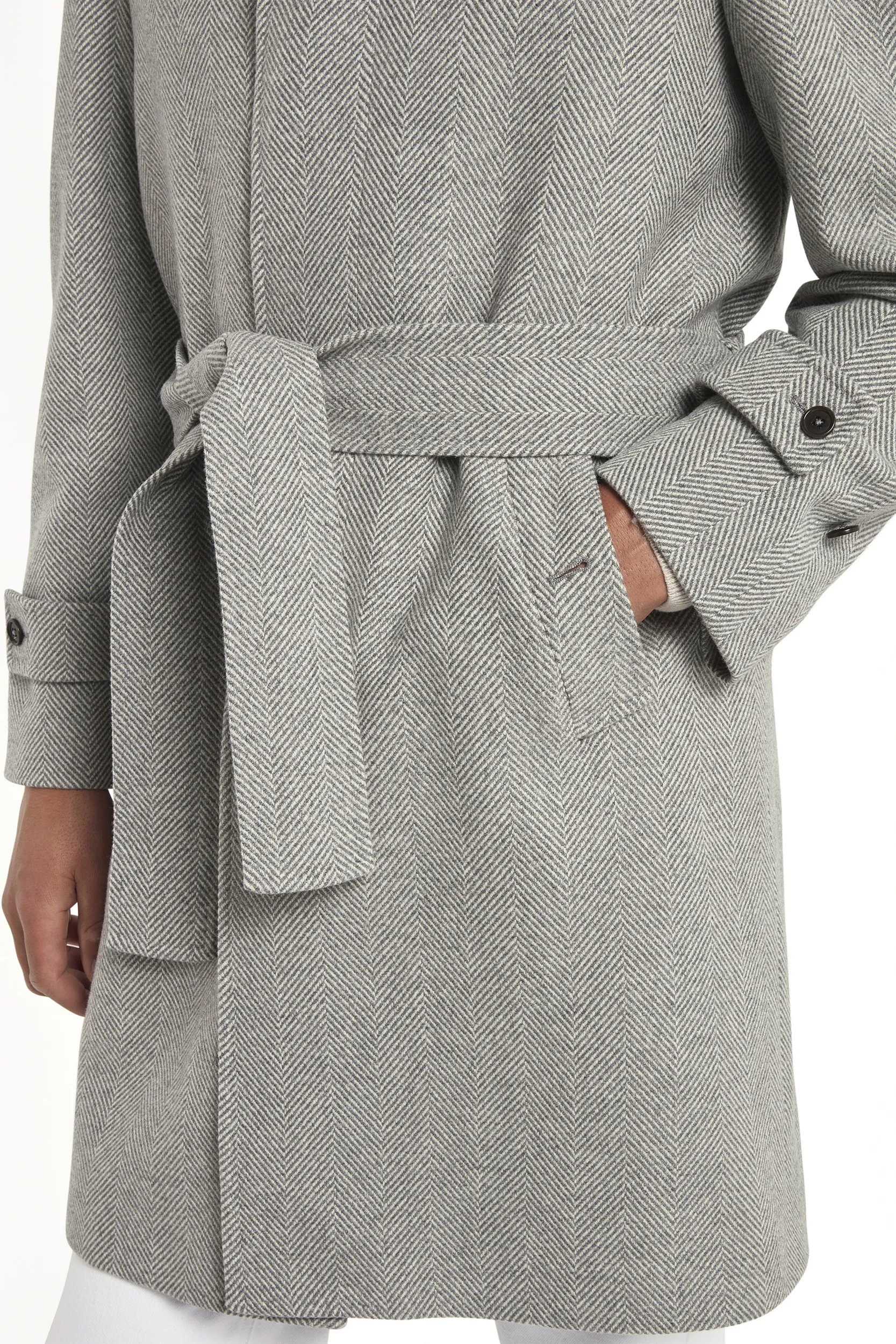 Grey herringbone raglan coat – Made in Italy - Image 3
