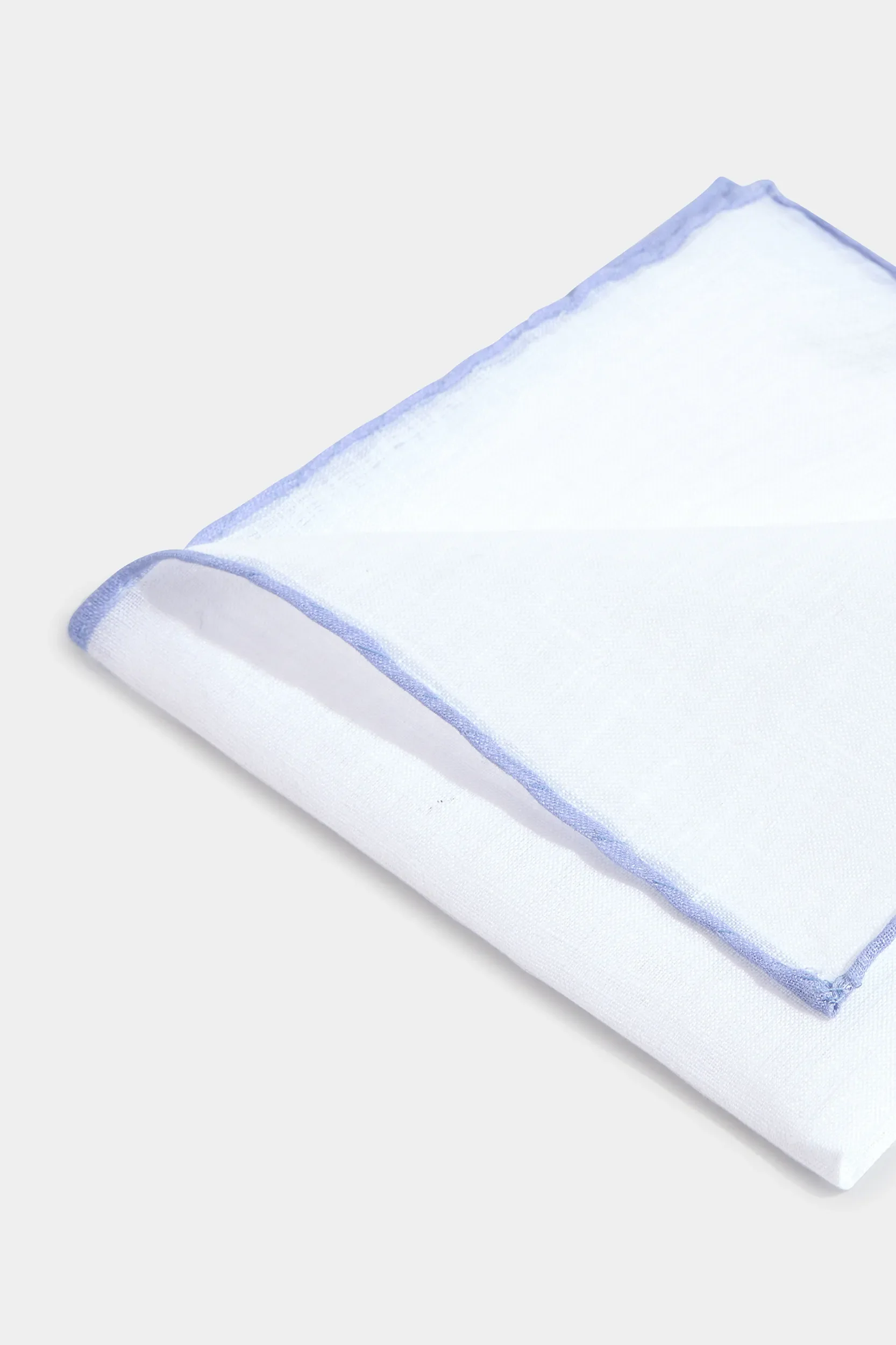 White/Light blue linen pocket square - Made in Italy - Image 3