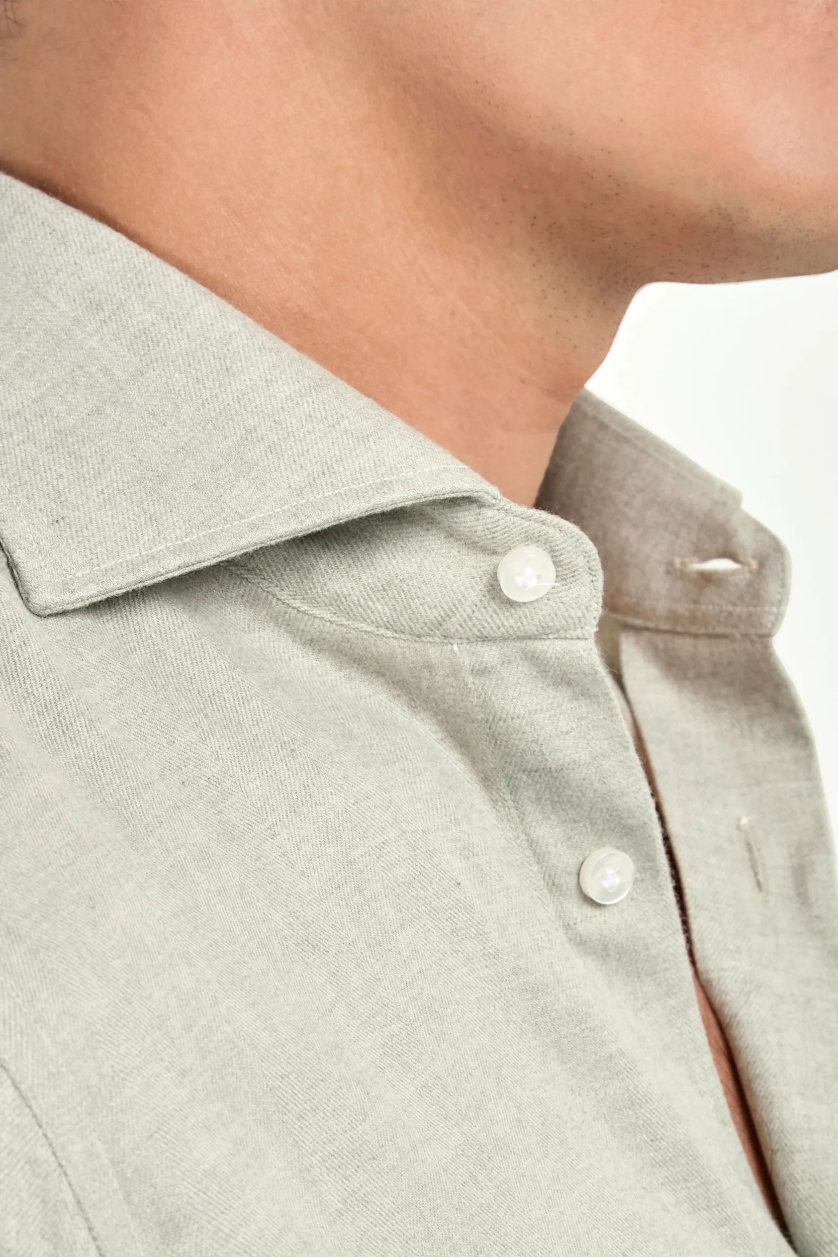 Sage cotton and Tencel™ shirt - Made In Italy - Image 2