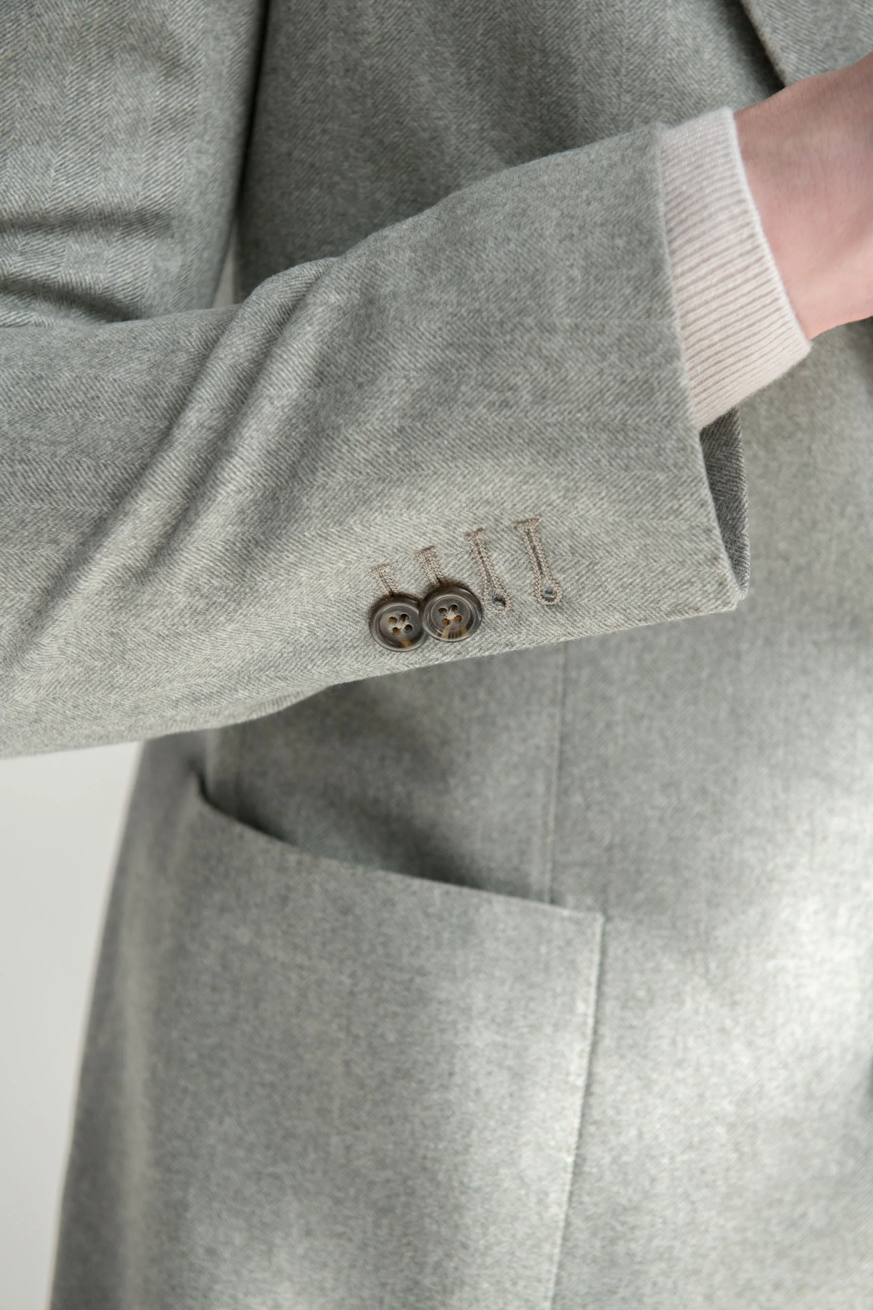 Sage herringbone jacket "Soragna Capsule Collection" - Made in Italy - Image 4