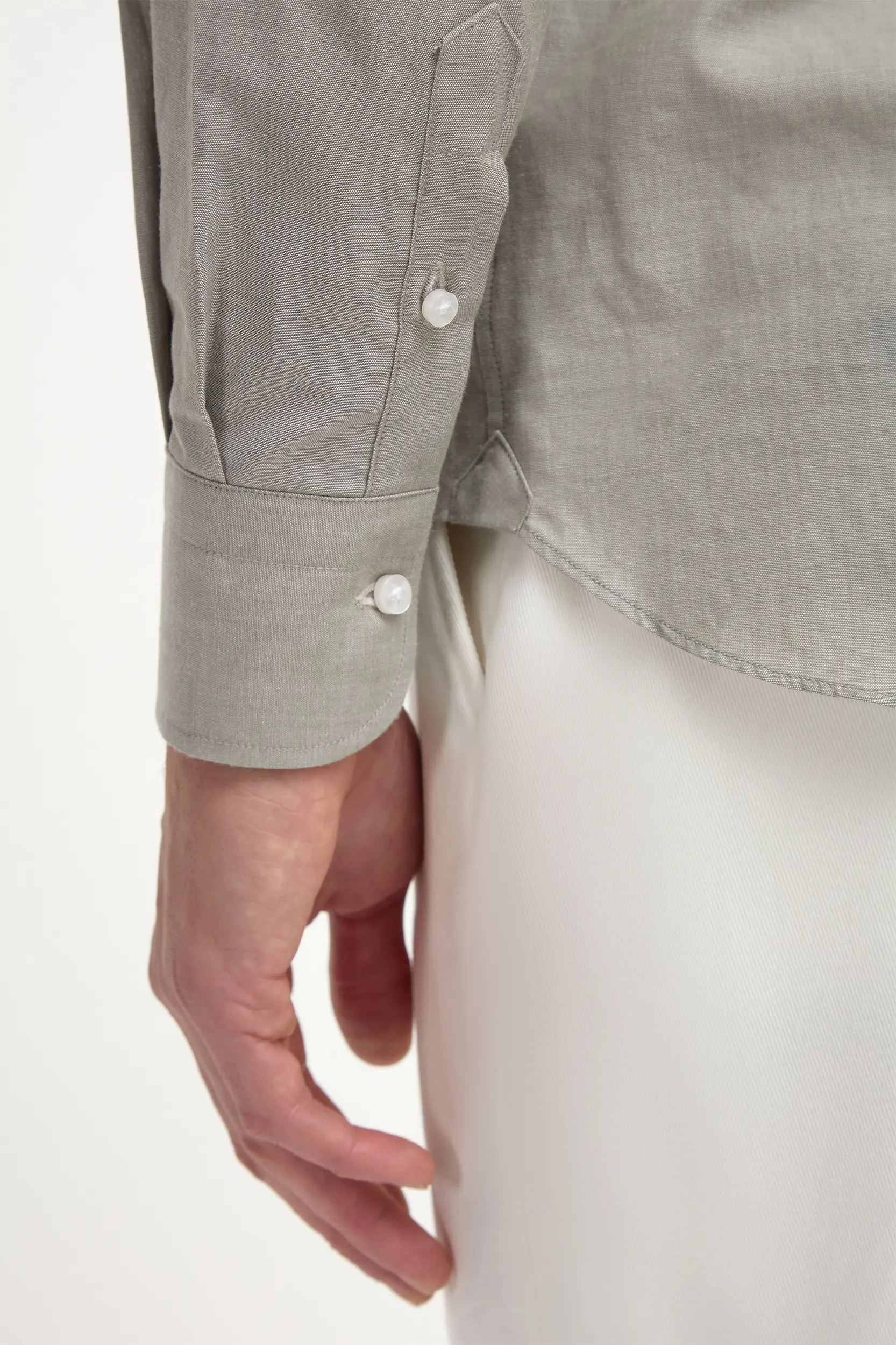 Sage chambray button down shirt - Made in Italy - Image 4