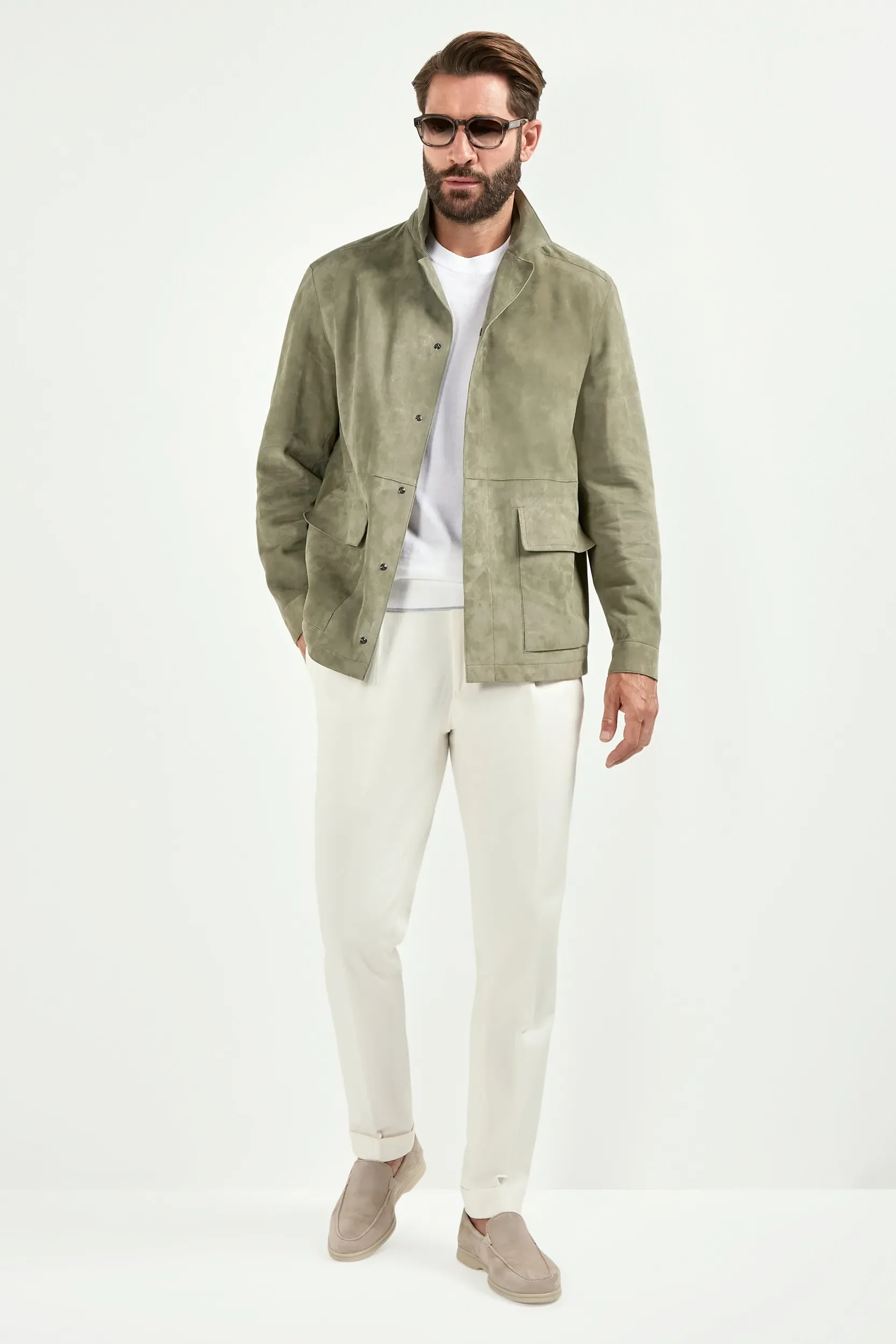 Sage suede jacket - Made in Italy - Image 3